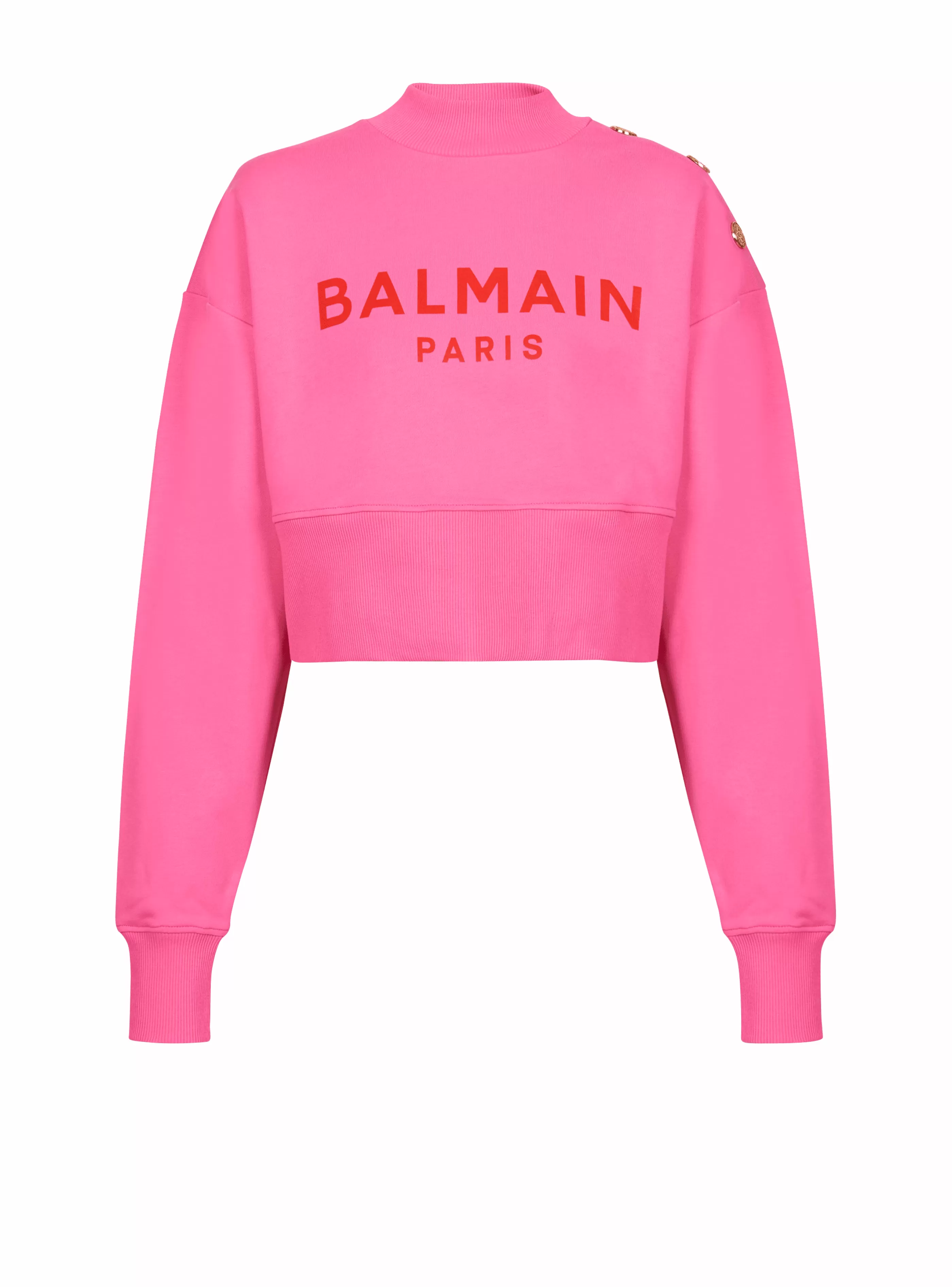 Balmain Felpe-Cropped Sweatshirt With Paris Print pink