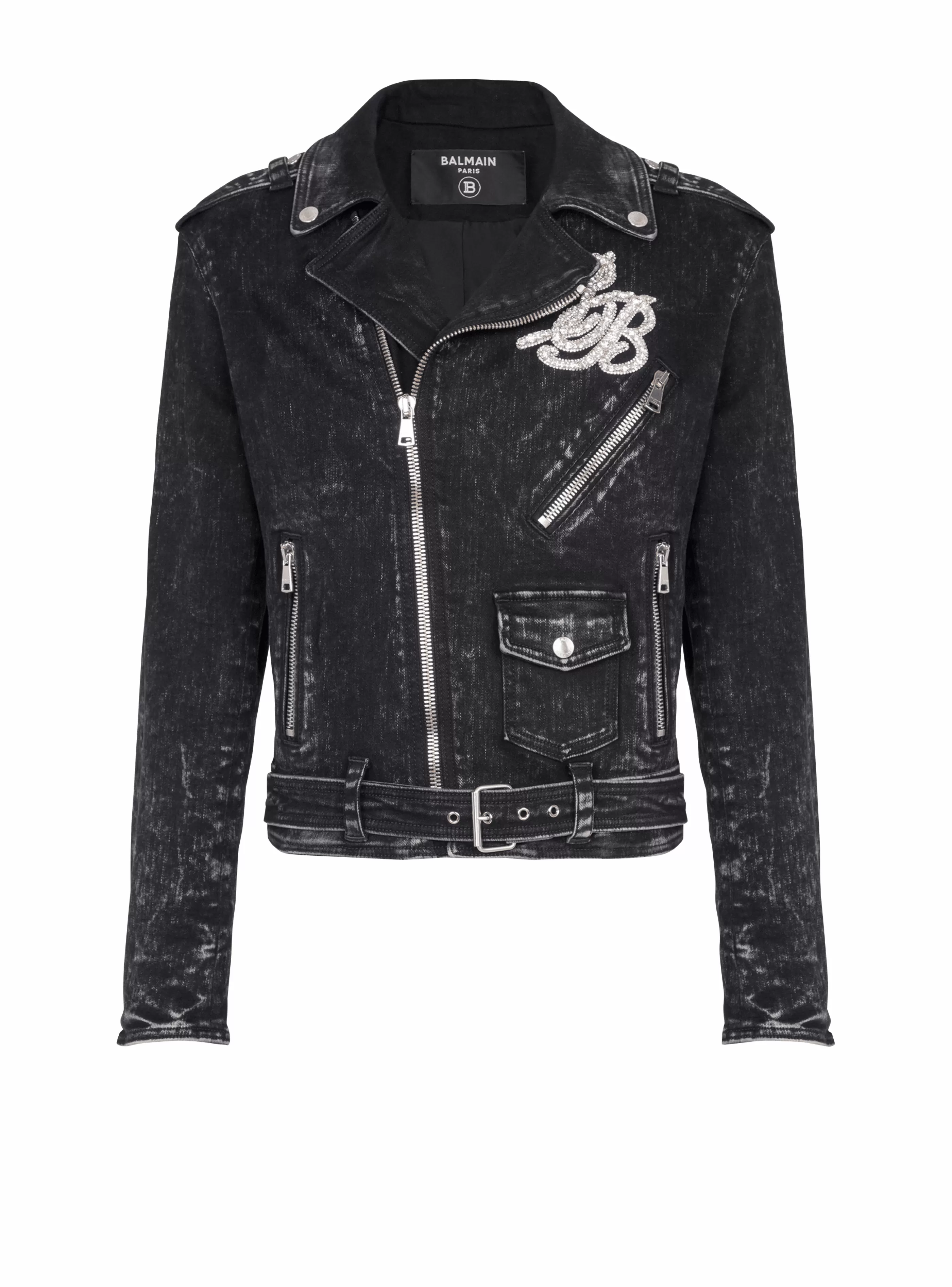 Balmain Capispalla | Denim-Denim Biker Jacket black