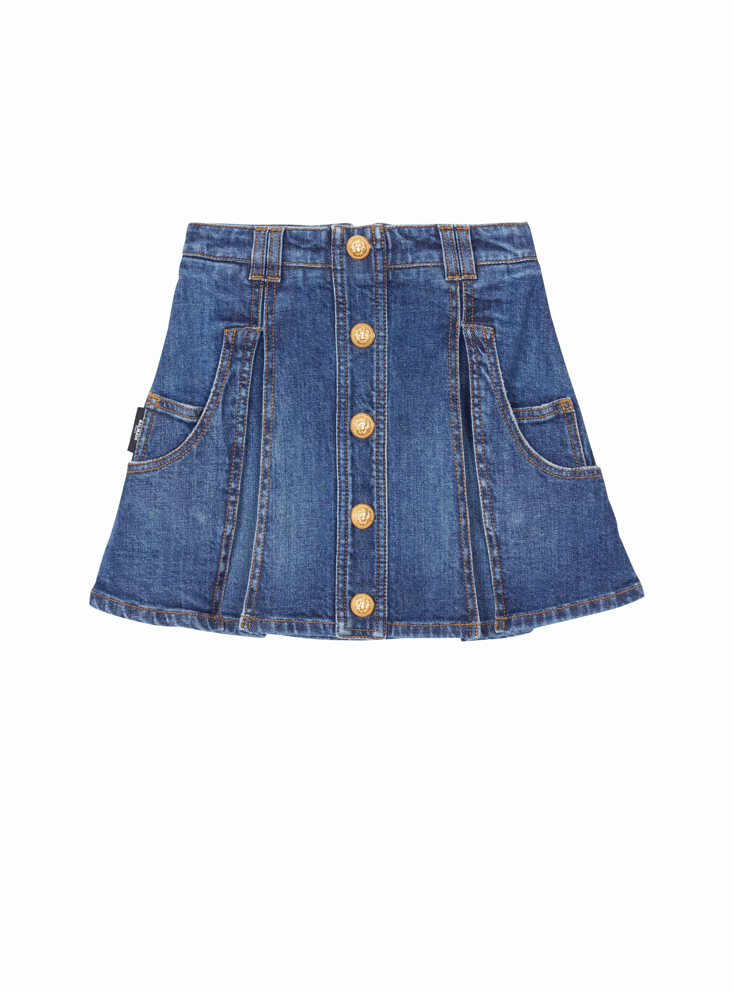 Balmain Bambina (4-10 Anni)-Denim Skater Skirt navy