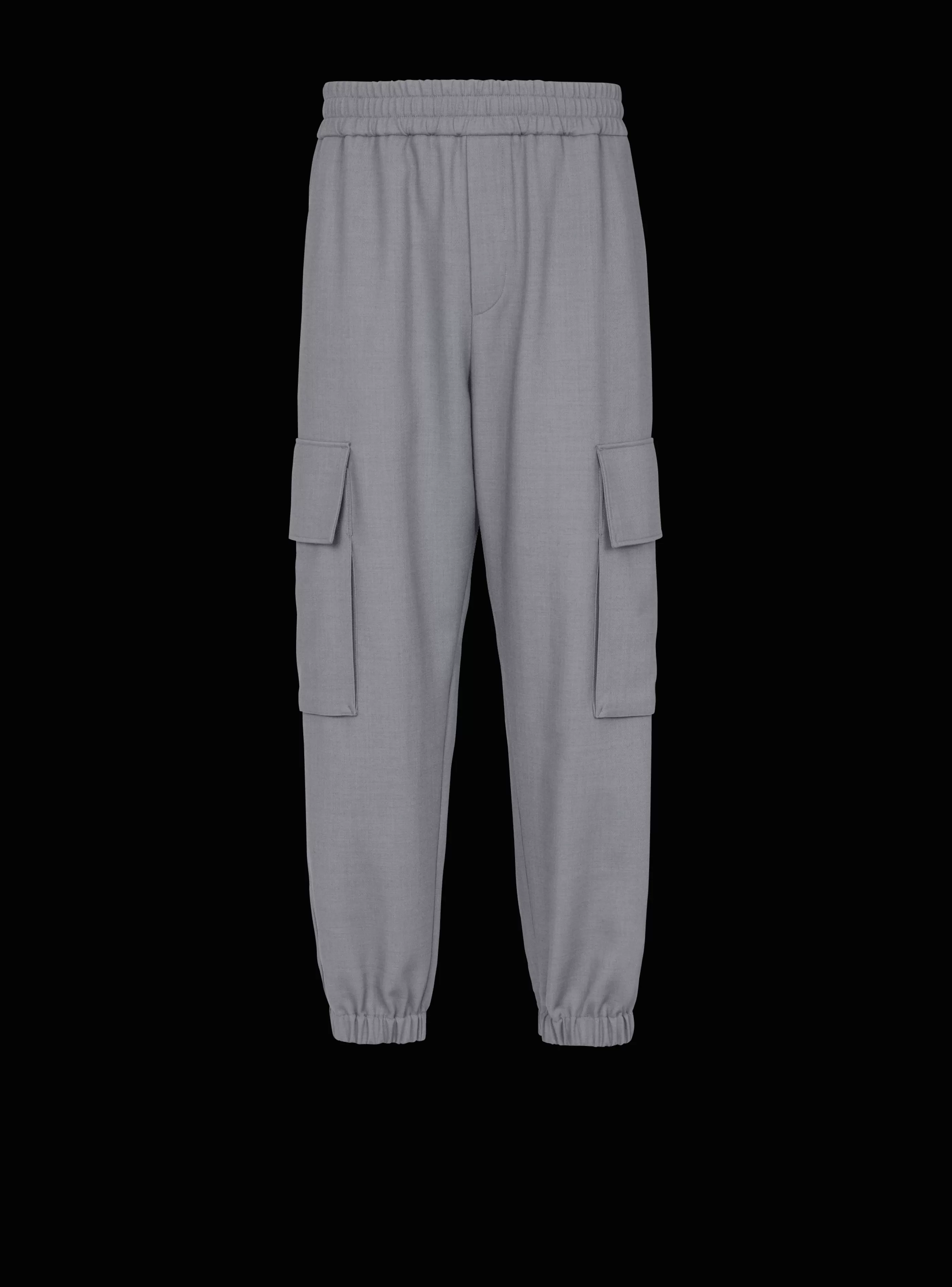 Balmain Pantaloni E Pantaloncini-Double Crepe Wool Cargo Trousers grey