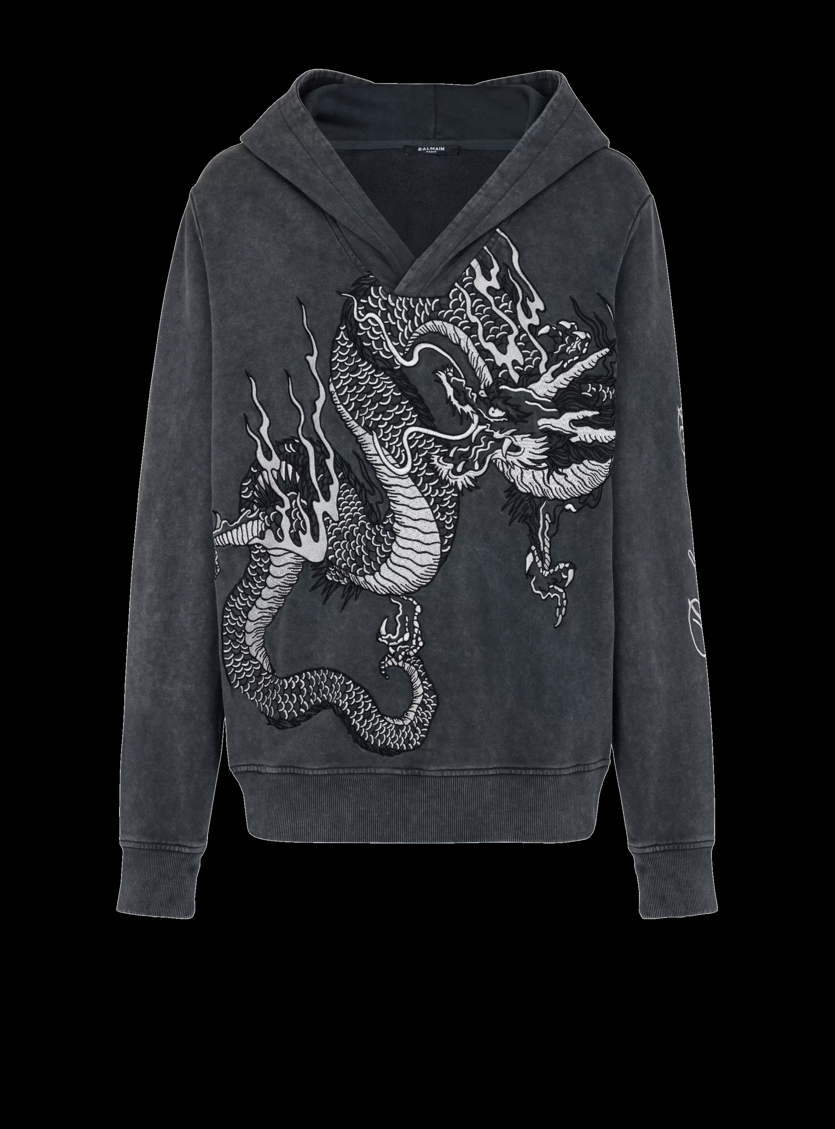 Balmain Felpe-Dragon Embroidered Sweatshirt grey