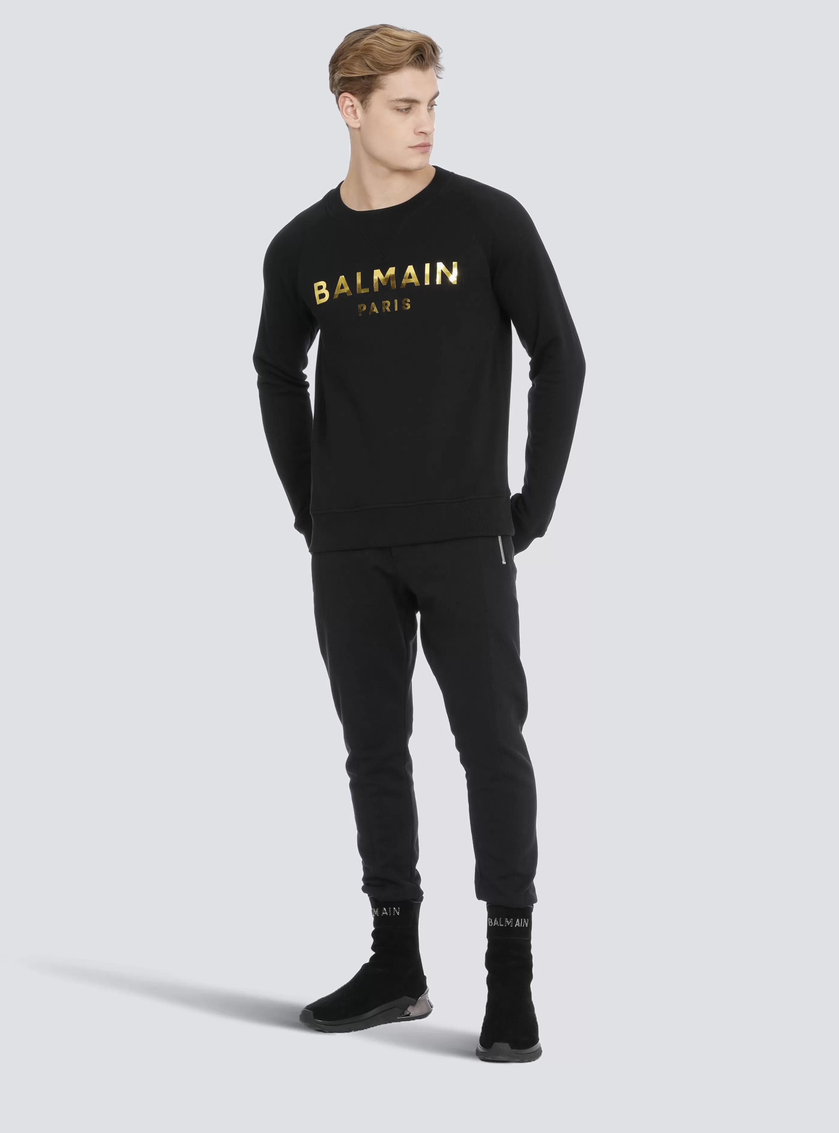 Balmain Abbigliamento Sportivo | Felpe-Eco-designed Cotton Sweatshirt With Paris Logo Print gold