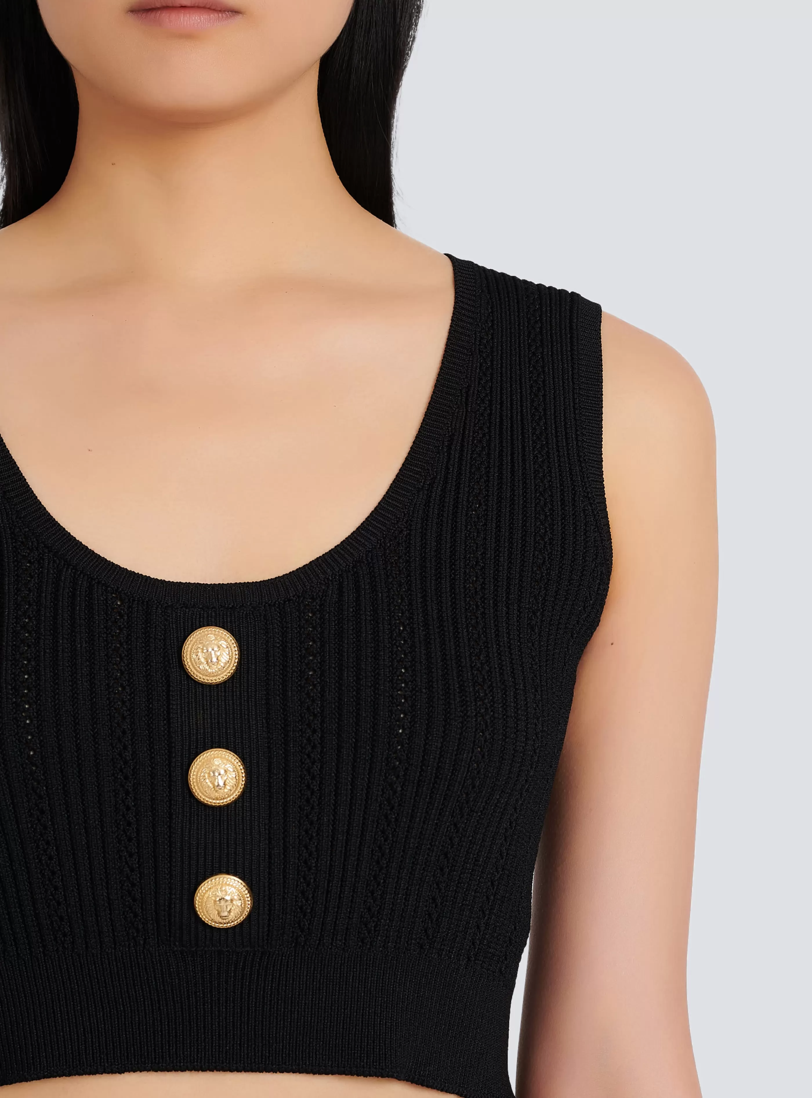 Balmain Maglieria | Top E Camicie-Eco-designed Knit Crop Top black