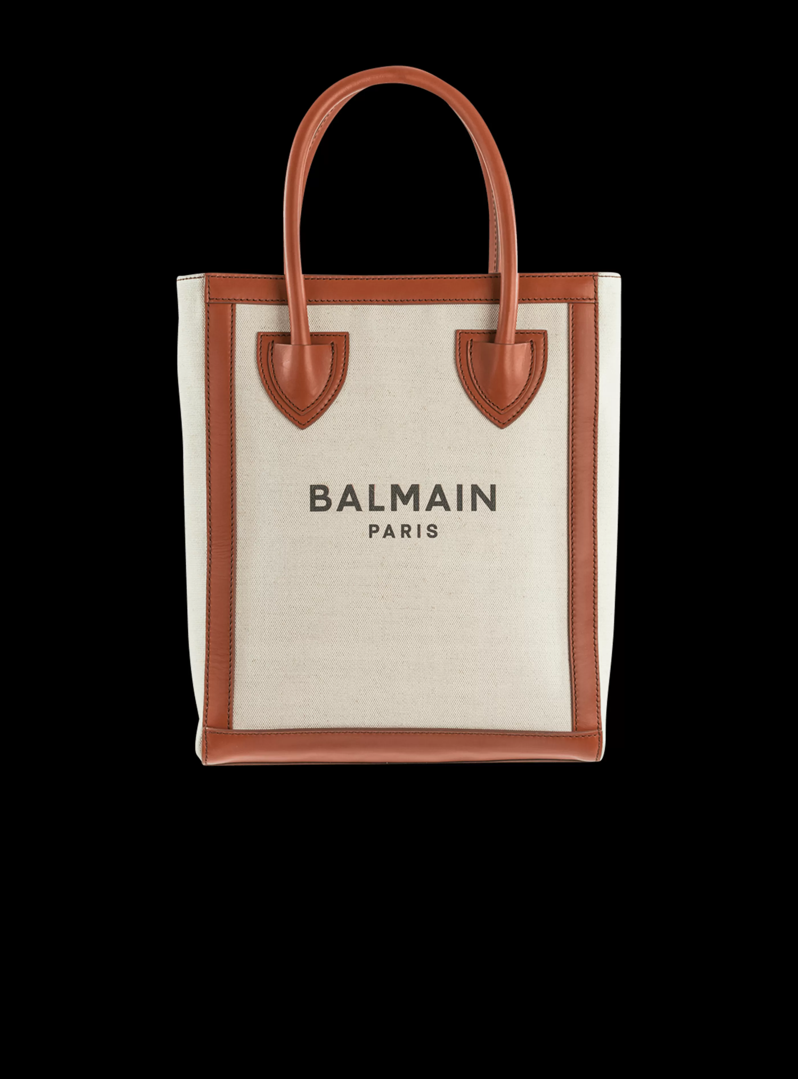 Balmain Shopper | Borse A Tracolla-Ecru Canvas B-Army 26 Bag With Brown Leather Panels beige