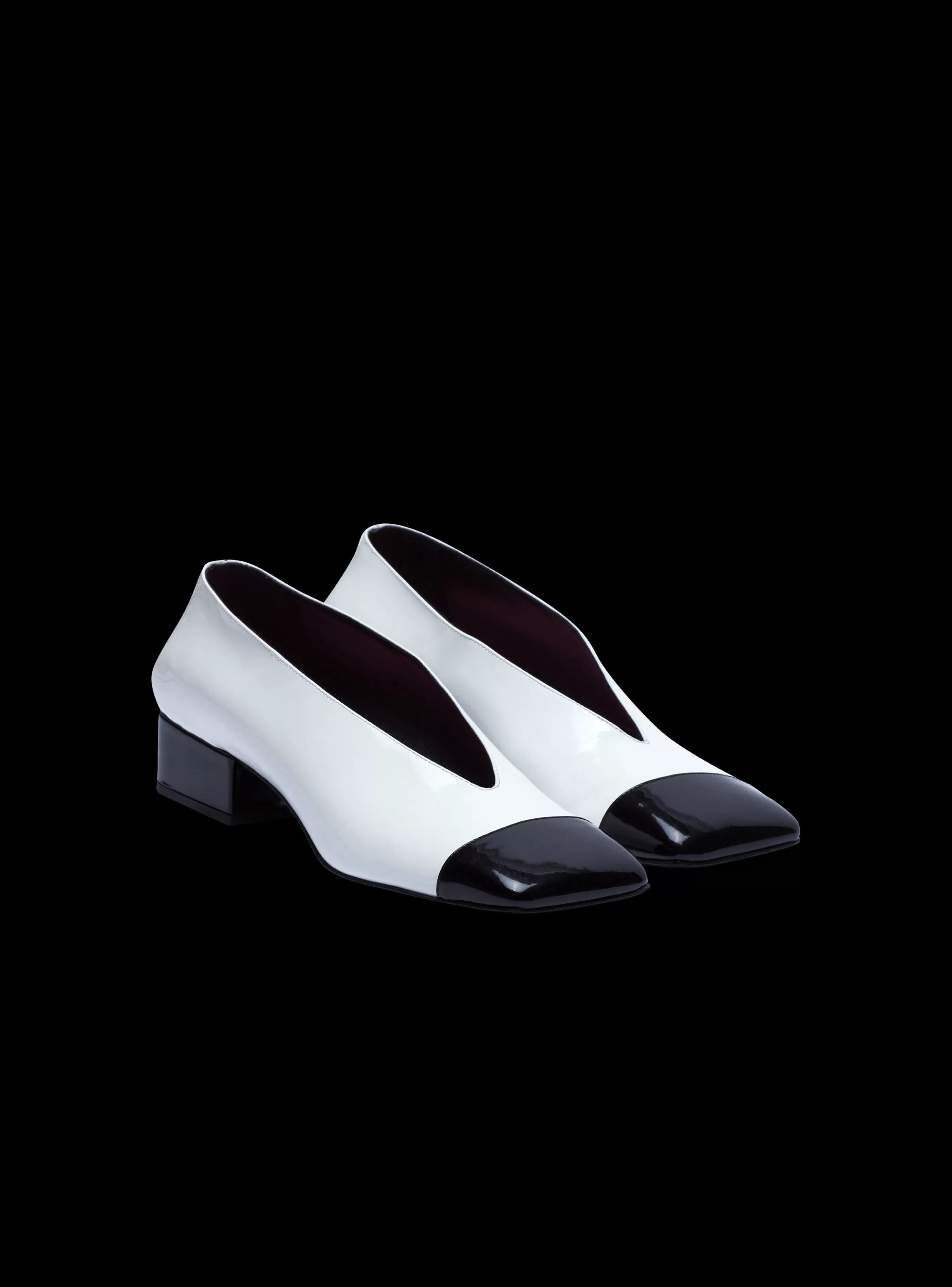 Balmain Scarpe Basse-Eden Two-tone Patent Leather Ballet Flats white