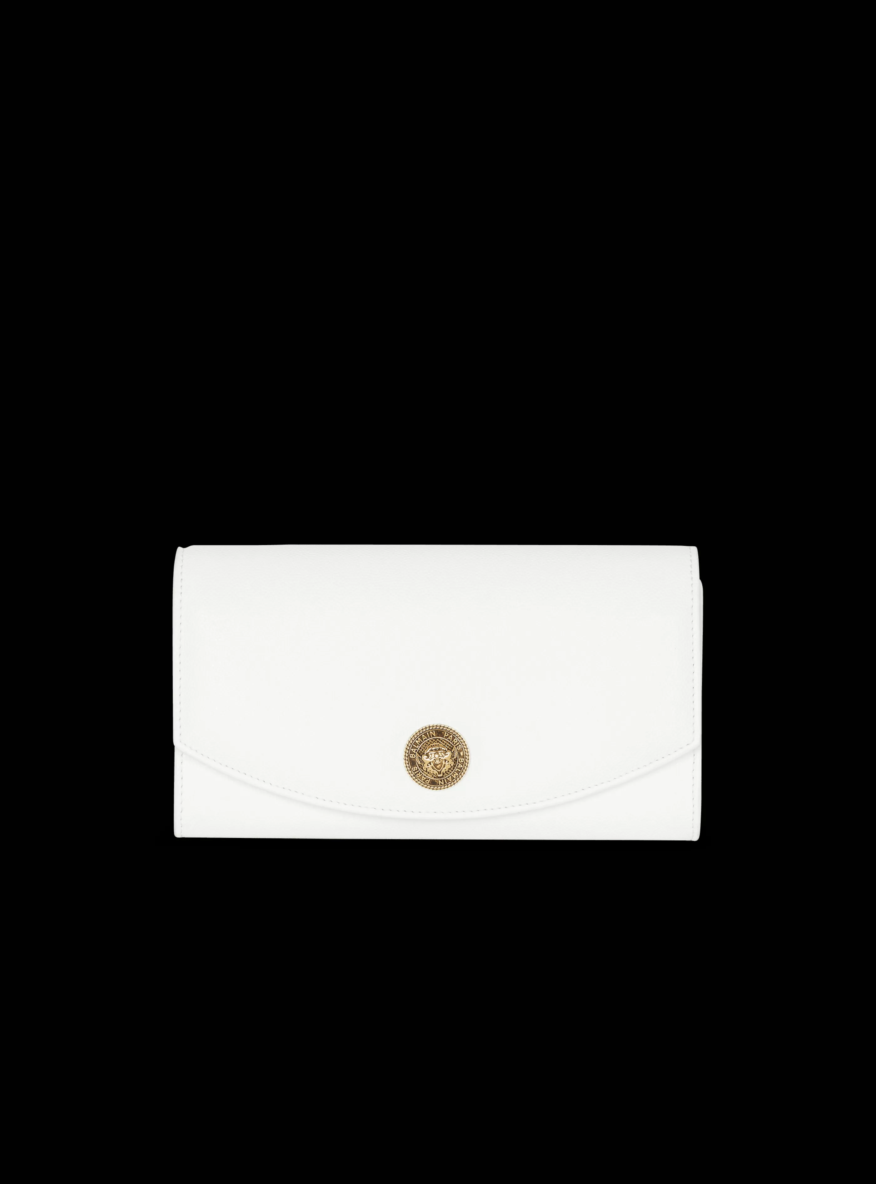 Balmain Borse Mini | Borse A Spalla-Emblème Grained Calfskin Clutch white