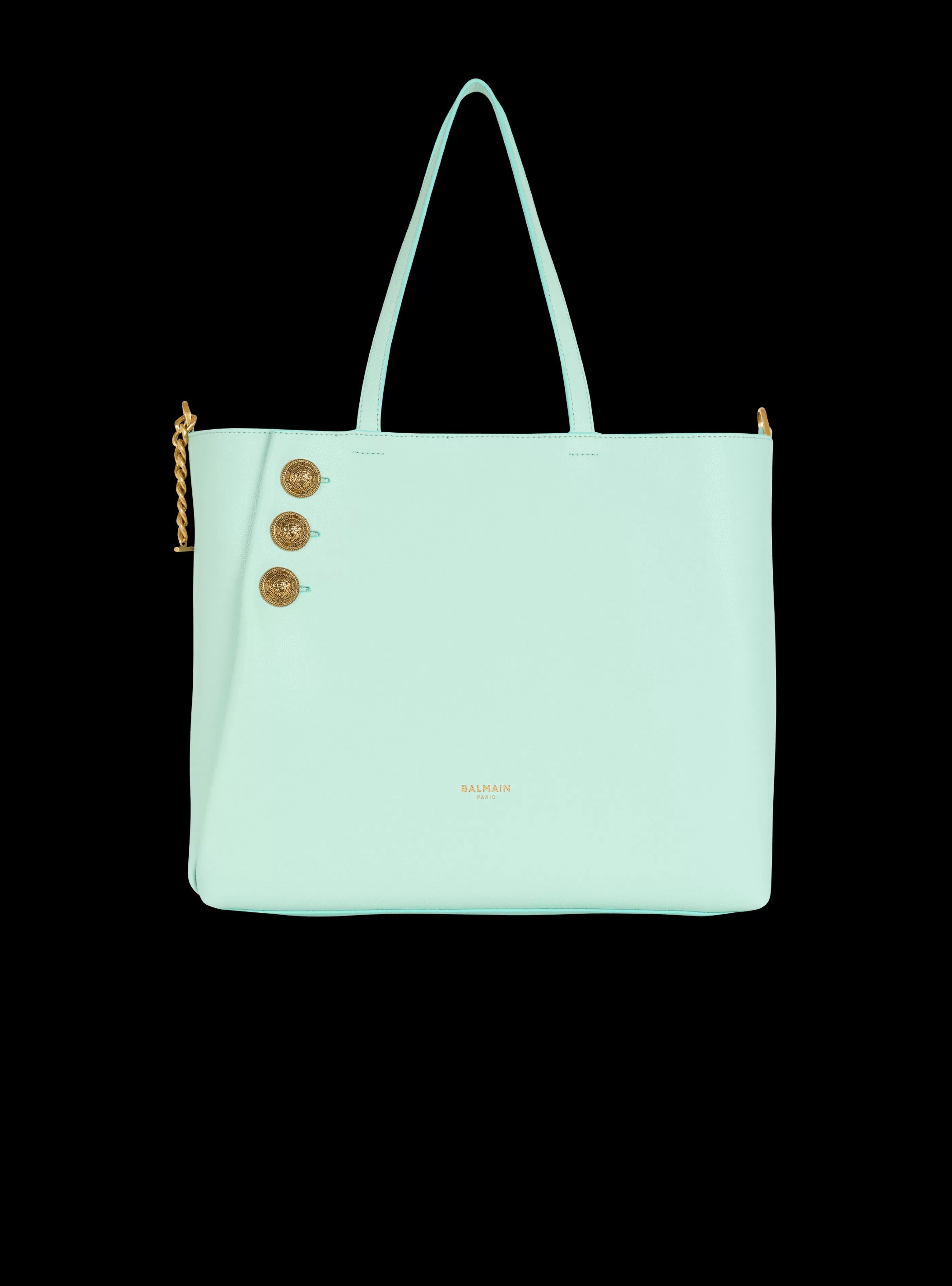 Balmain Shopper | Borse A Spalla-Emblème Grained Calfskin Tote Bag blue