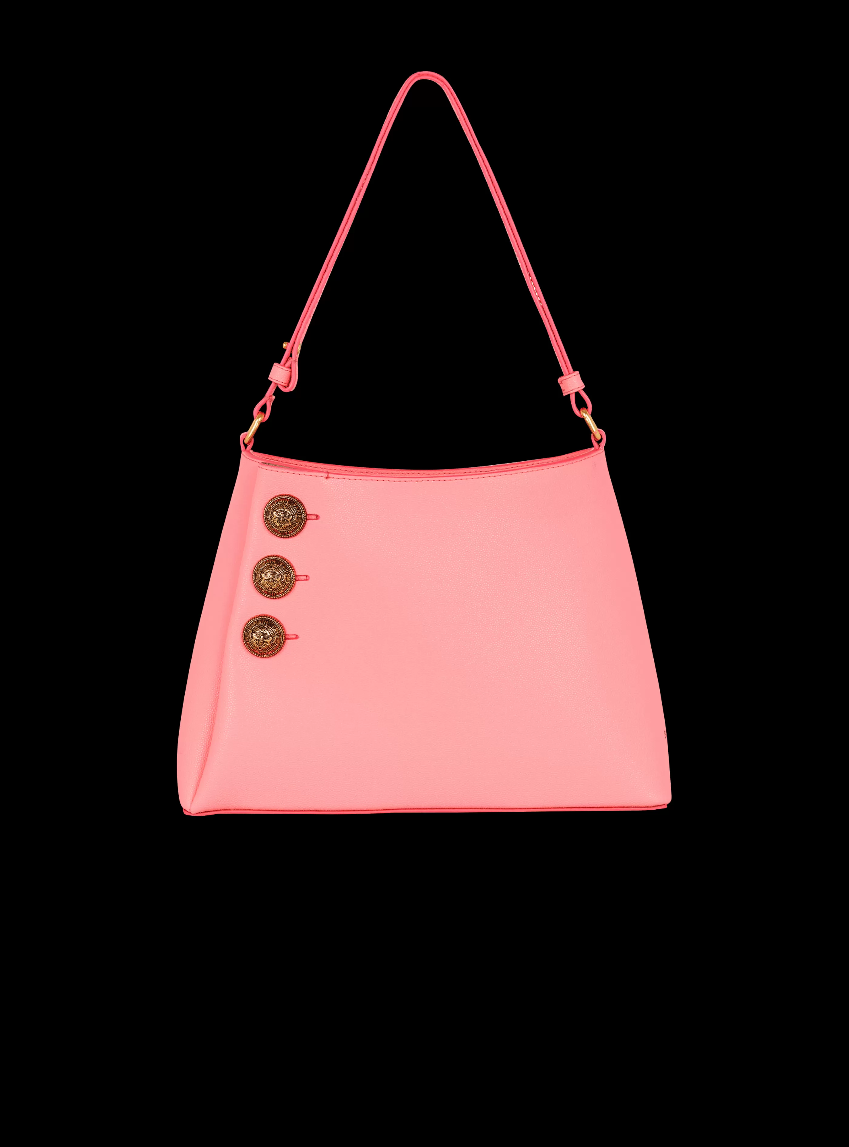 Balmain Borse A Spalla | Borse A Mano-Emblème Handbag In Grained Leather pink