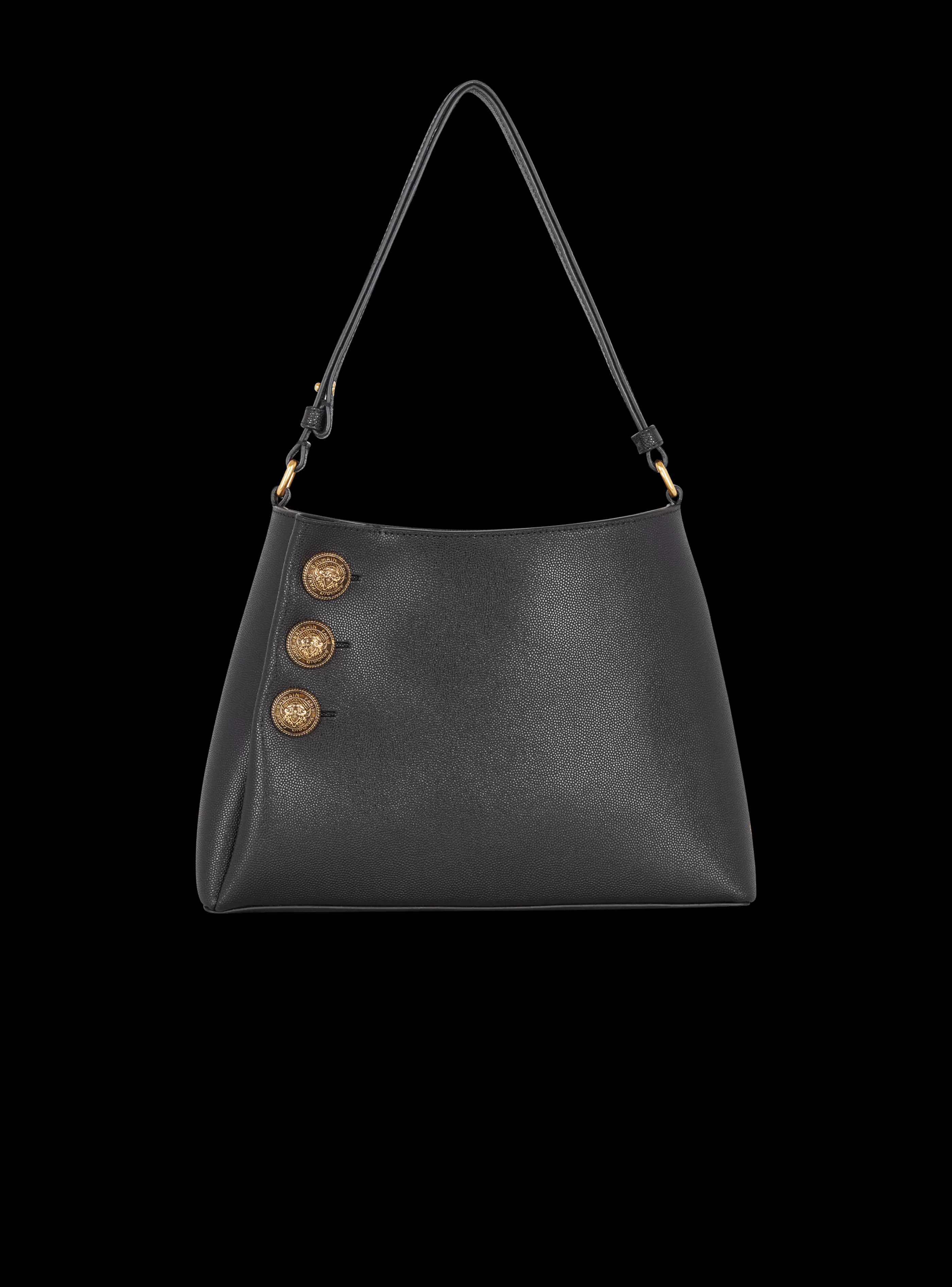 Balmain Borse A Spalla | Borse A Mano-Emblème Handbag In Grained Leather black