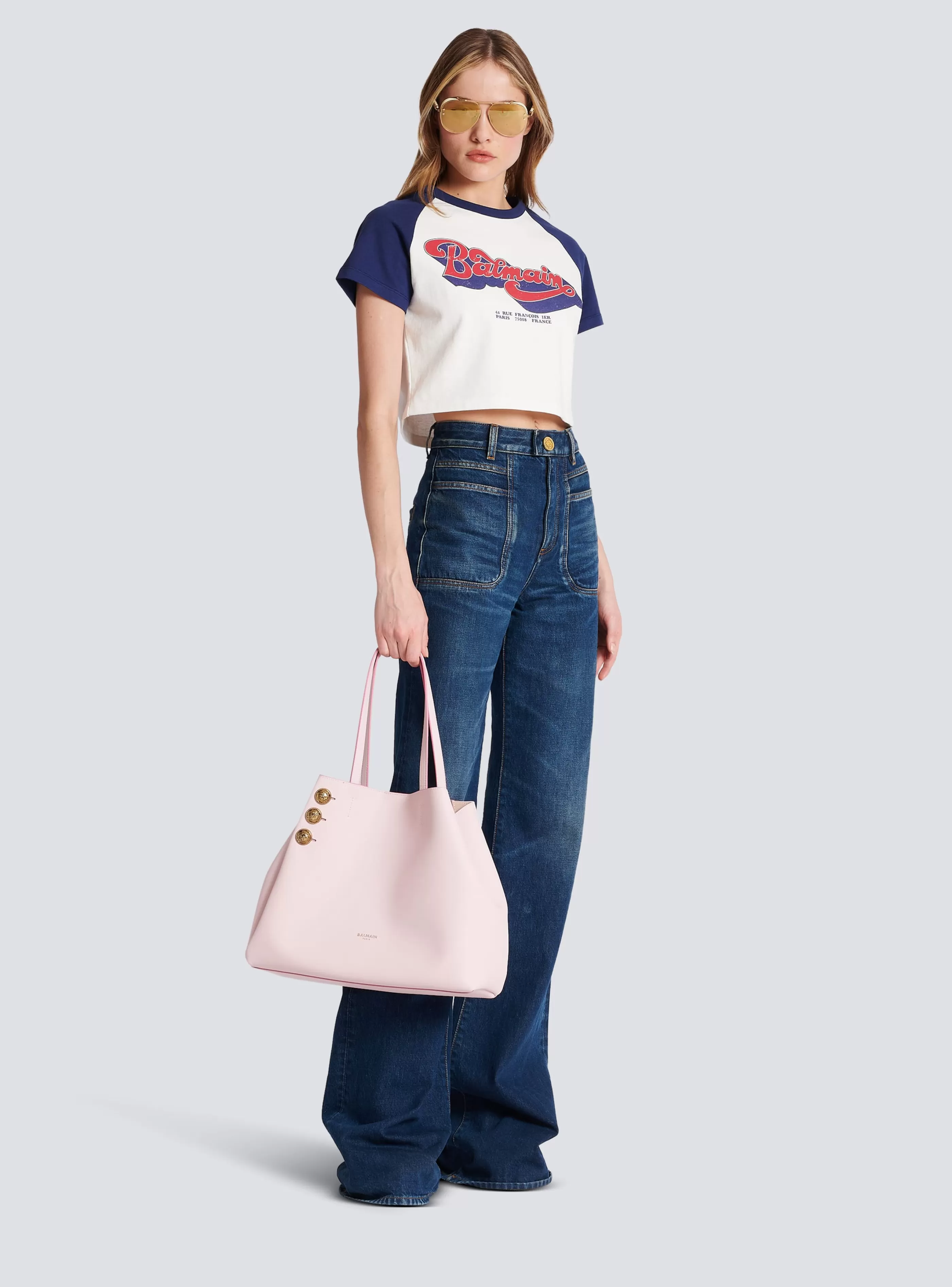 Balmain Shopper | Borse A Spalla-Emblème Leather Tote Bag pink