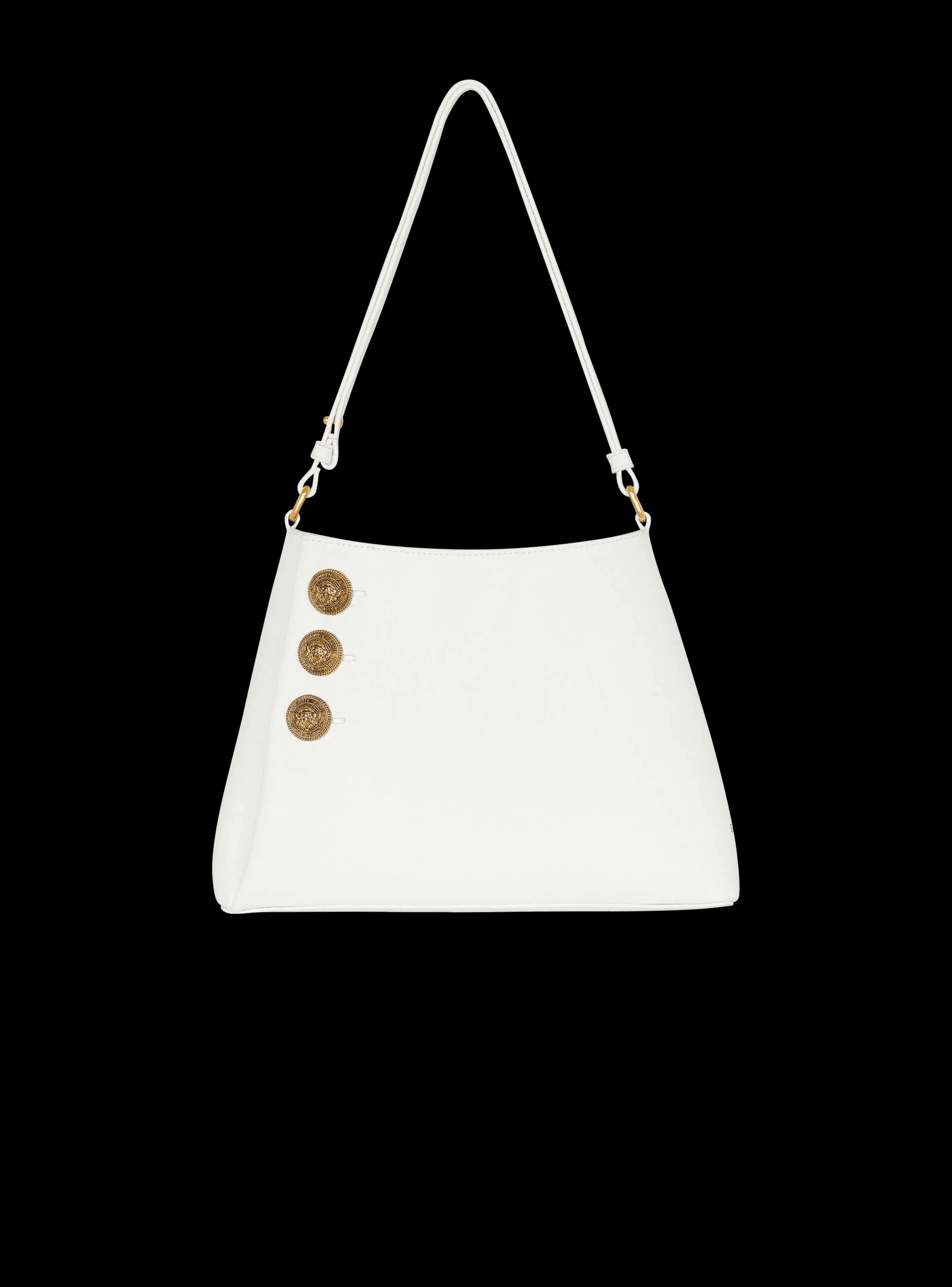 Balmain Borse A Spalla | Borse Emblème-Emblème Shoulder Bag In Grained Calfskin white