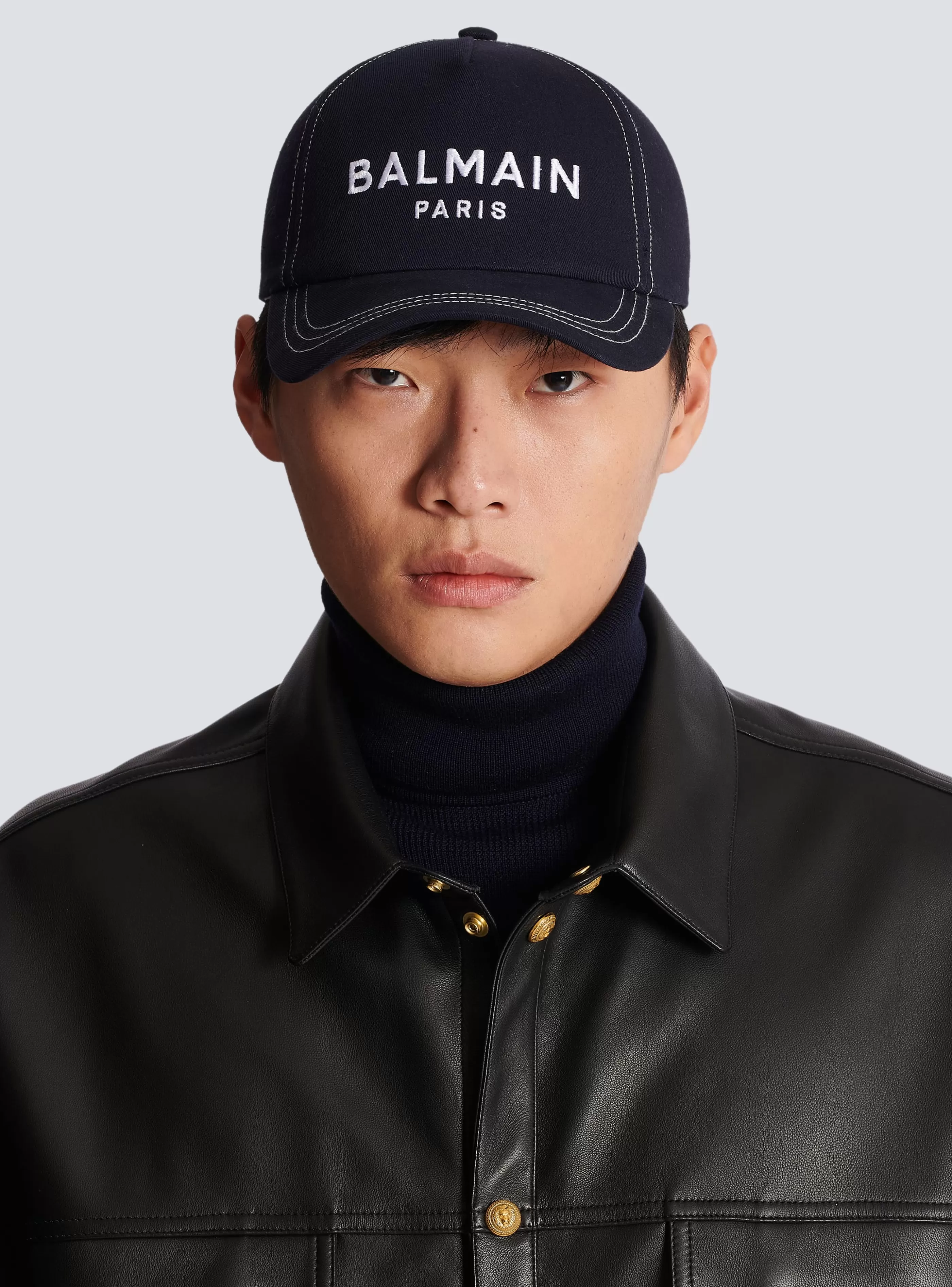 Balmain Cappelli-Embroidered Paris Cap navy