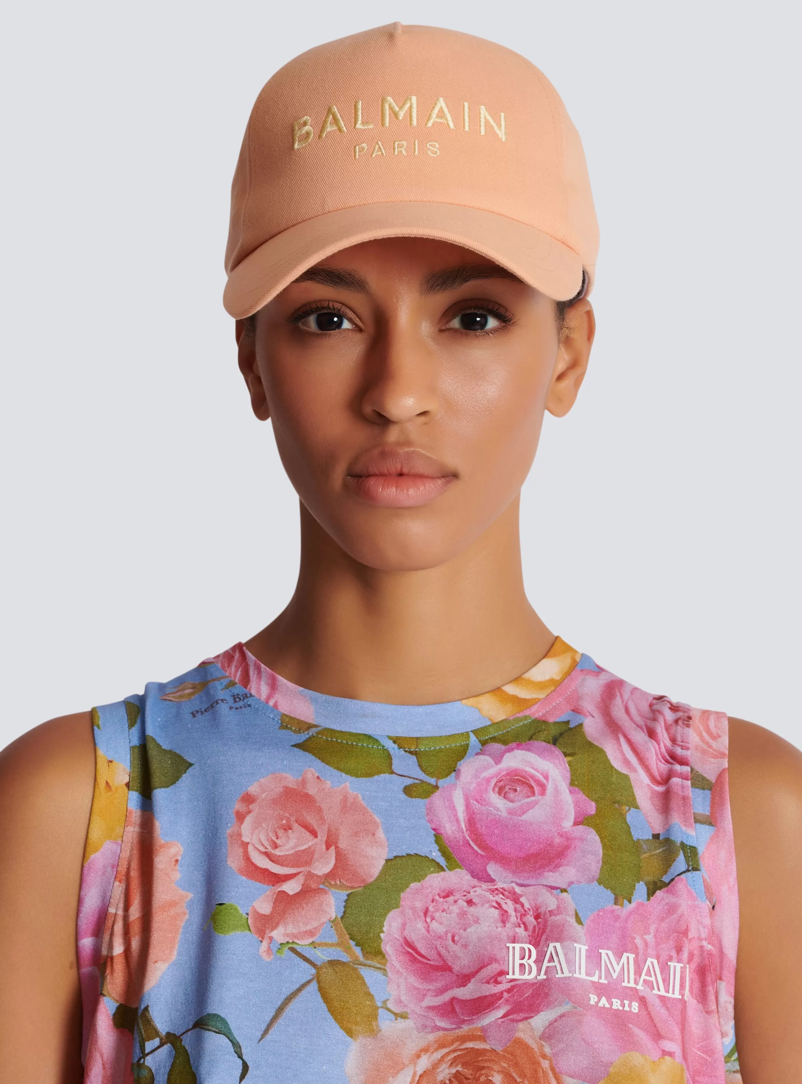 Balmain Cappelli-Embroidered Paris Cap orange