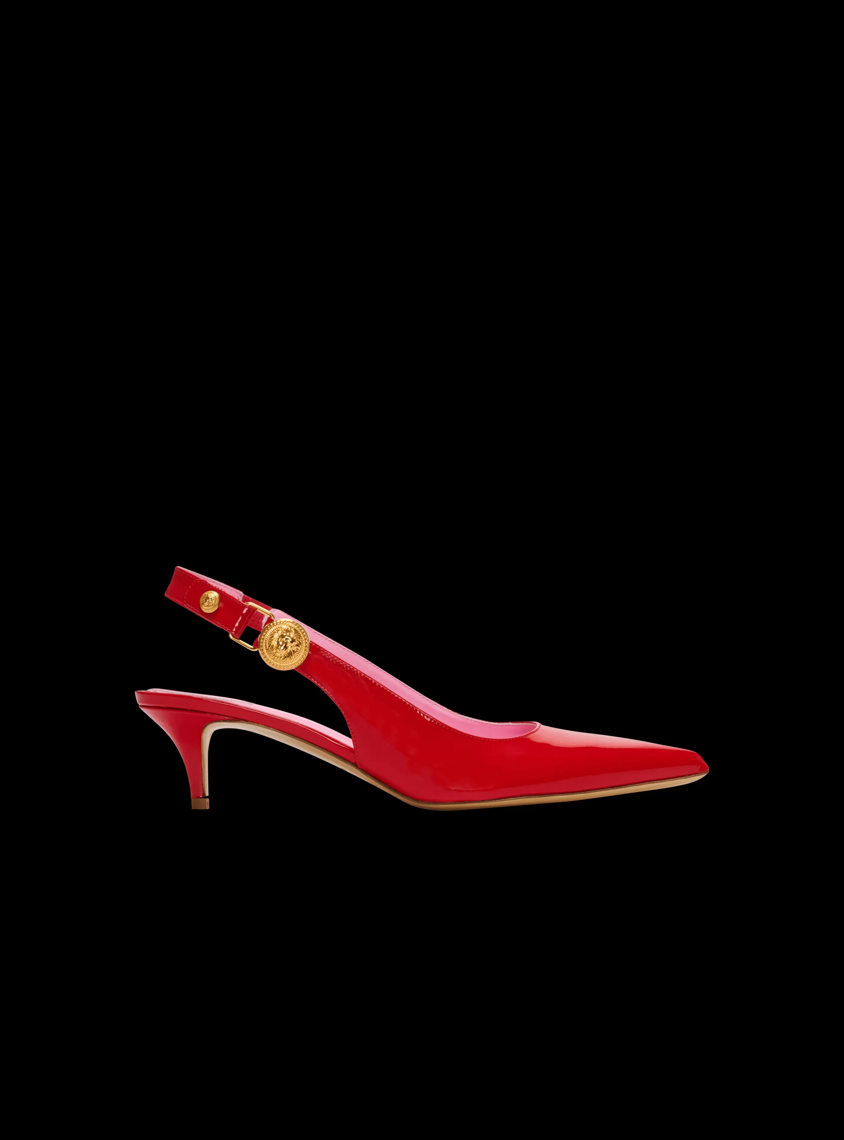 Balmain Stivali | Scarpe Col Tacco Alto-Eva Kitten Slingbacks In Patent Leather red