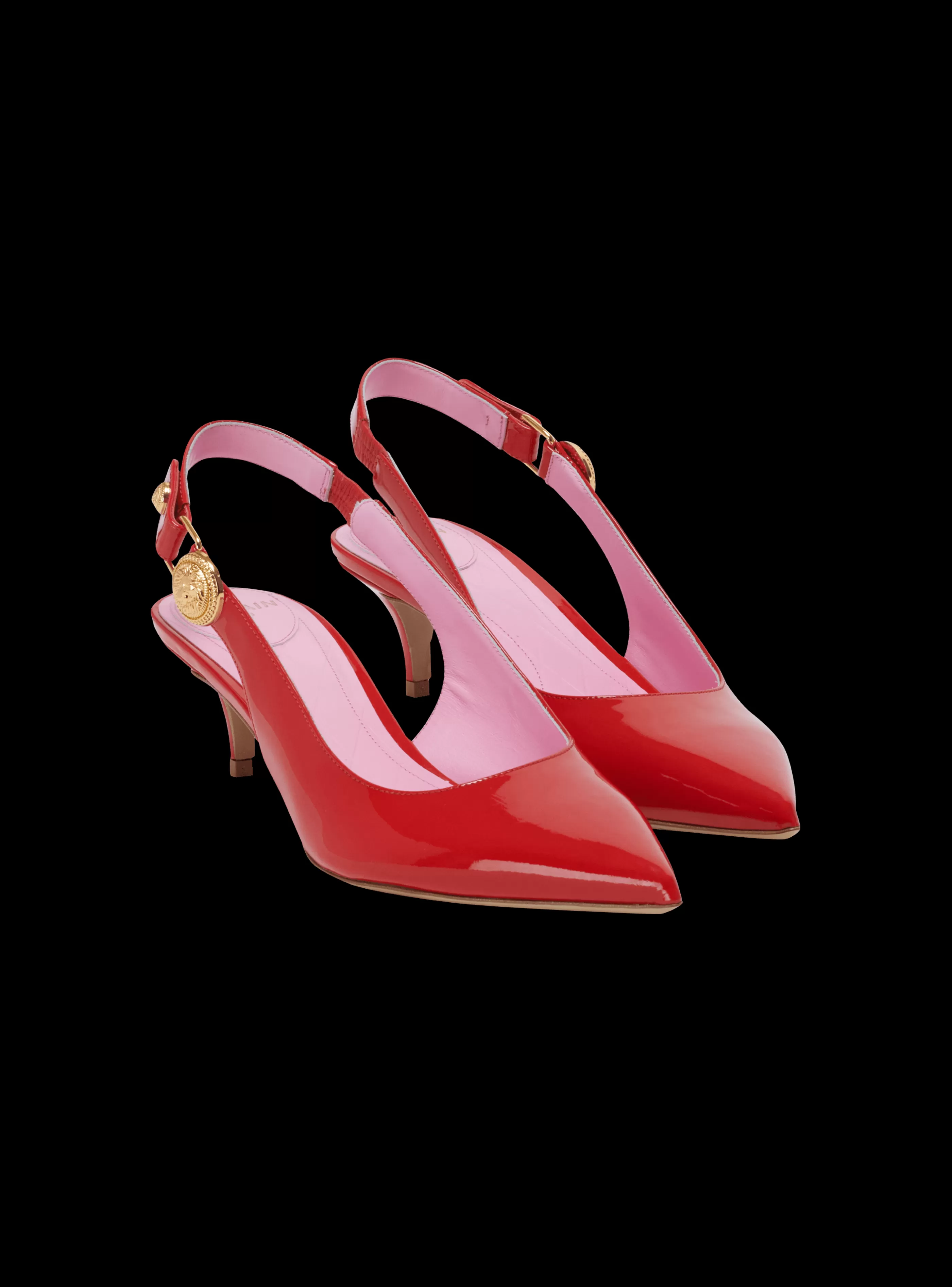 Balmain Stivali | Scarpe Col Tacco Alto-Eva Kitten Slingbacks In Patent Leather red