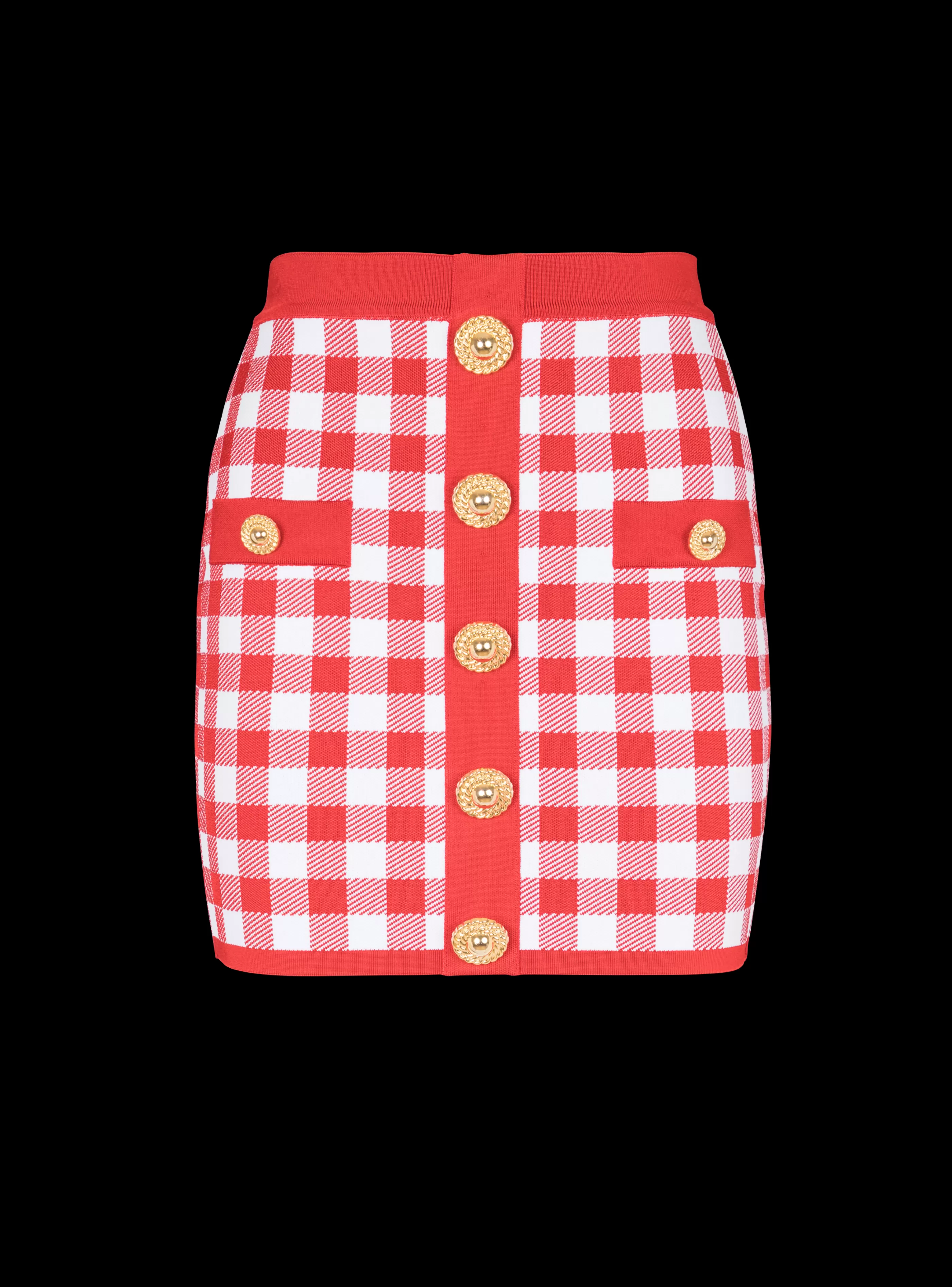 Balmain Gonne | Maglieria-Fine-knit Gingham Skirt red