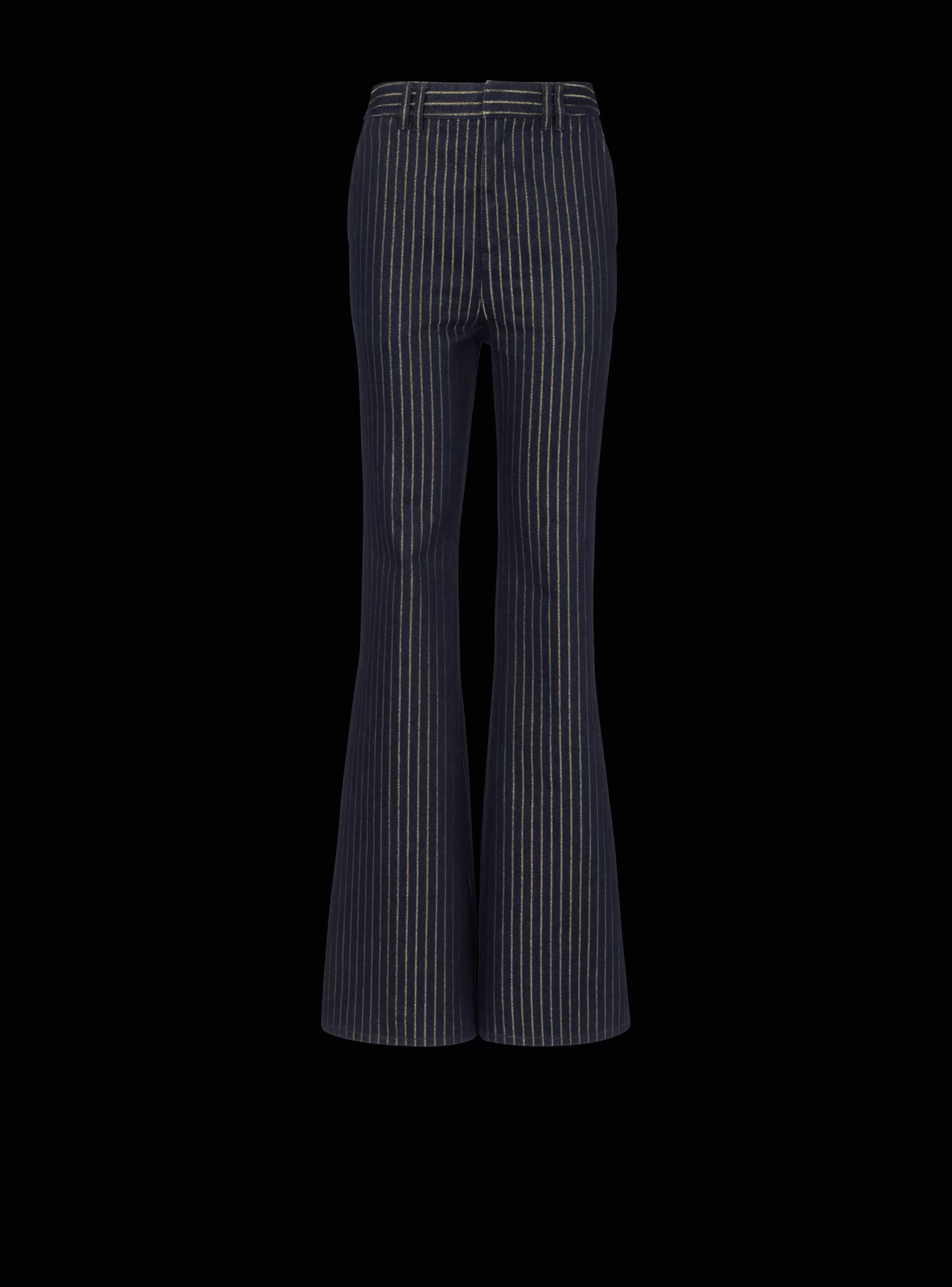 Balmain Denim-Flared Jeans With Lurex Stripes navy