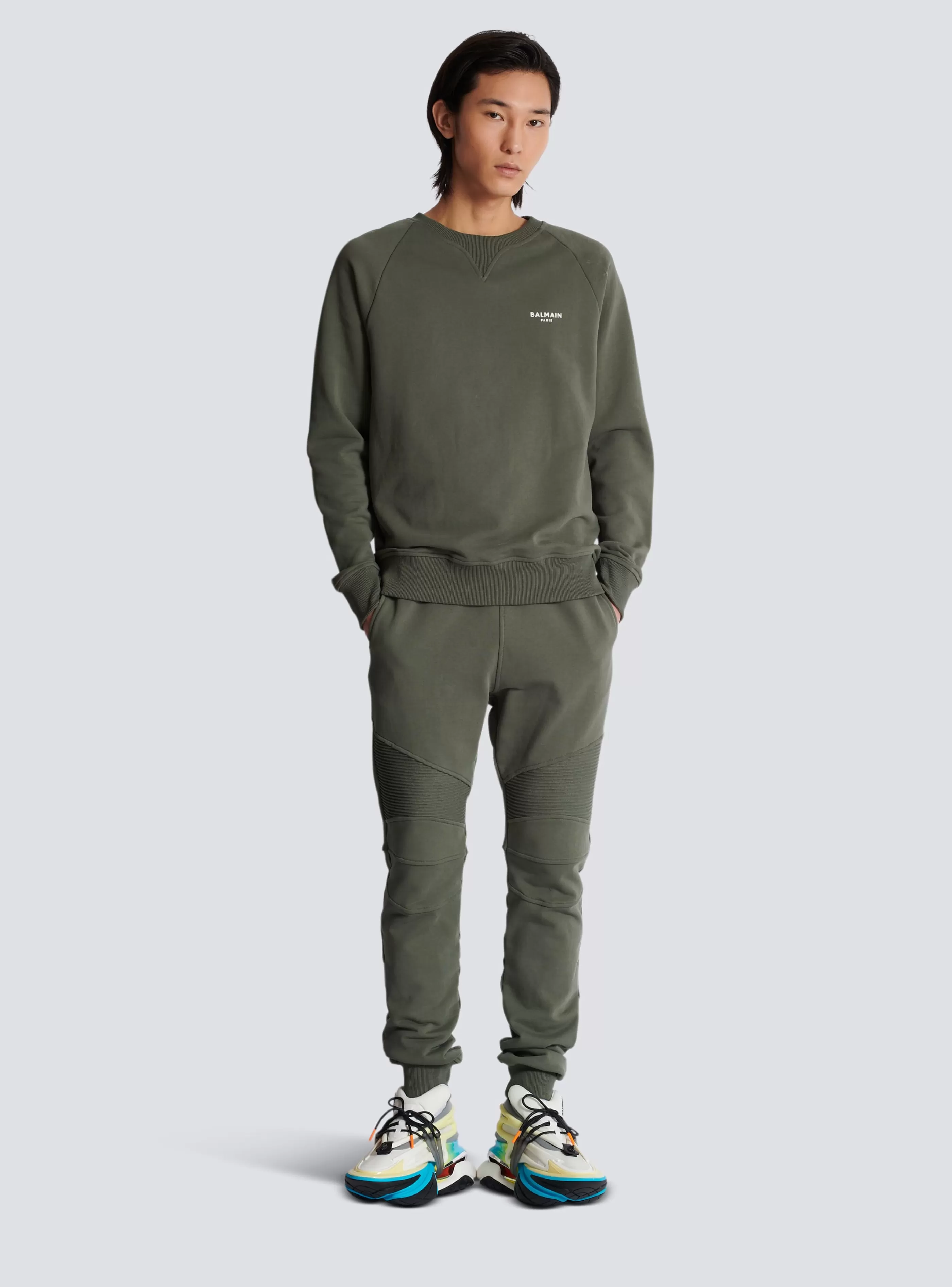 Balmain Abbigliamento Sportivo | Pantaloni E Pantaloncini-Flocked Paris Joggers khaki