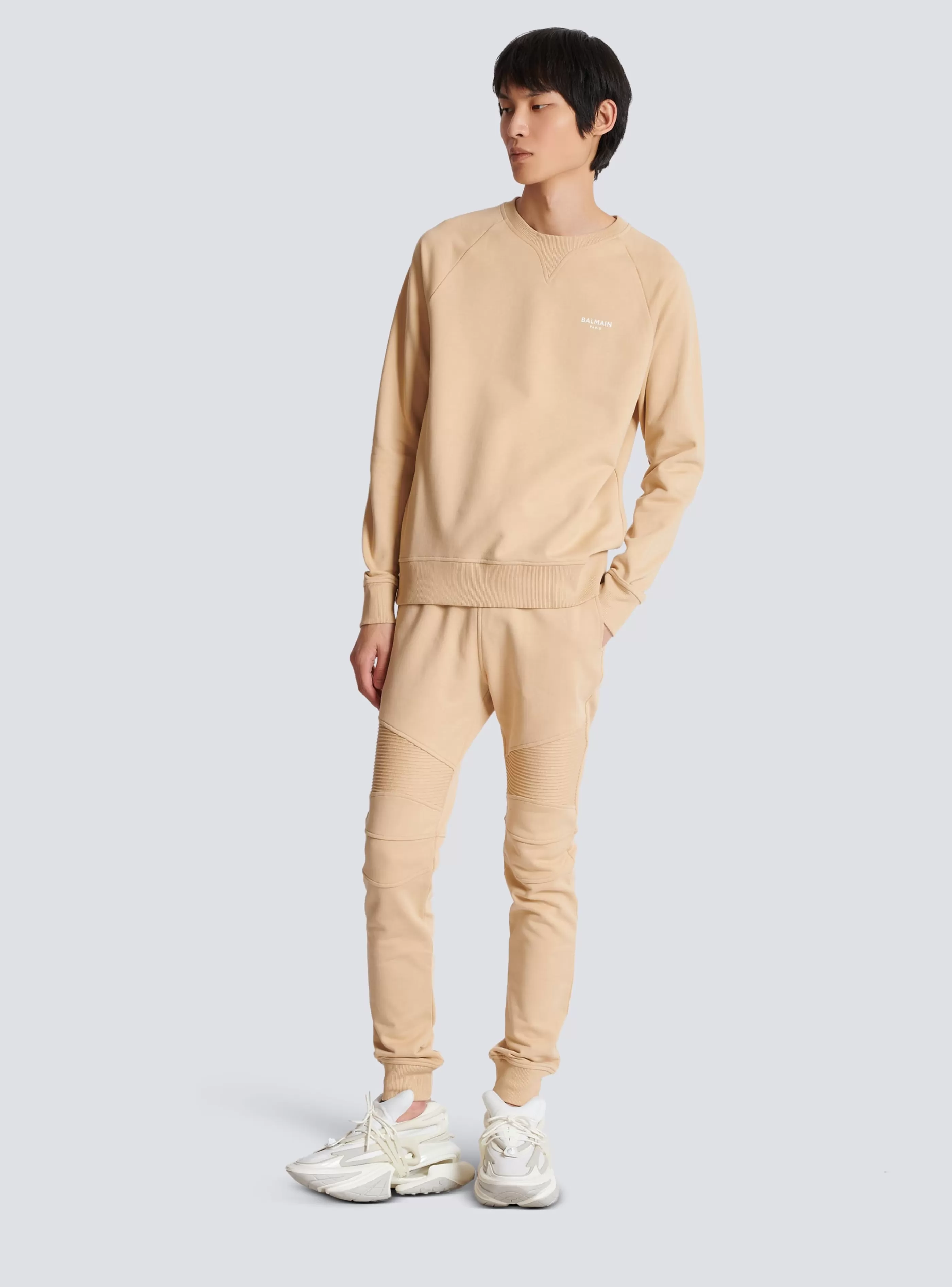 Balmain Abbigliamento Sportivo | Felpe-Flocked Sweatshirt beige