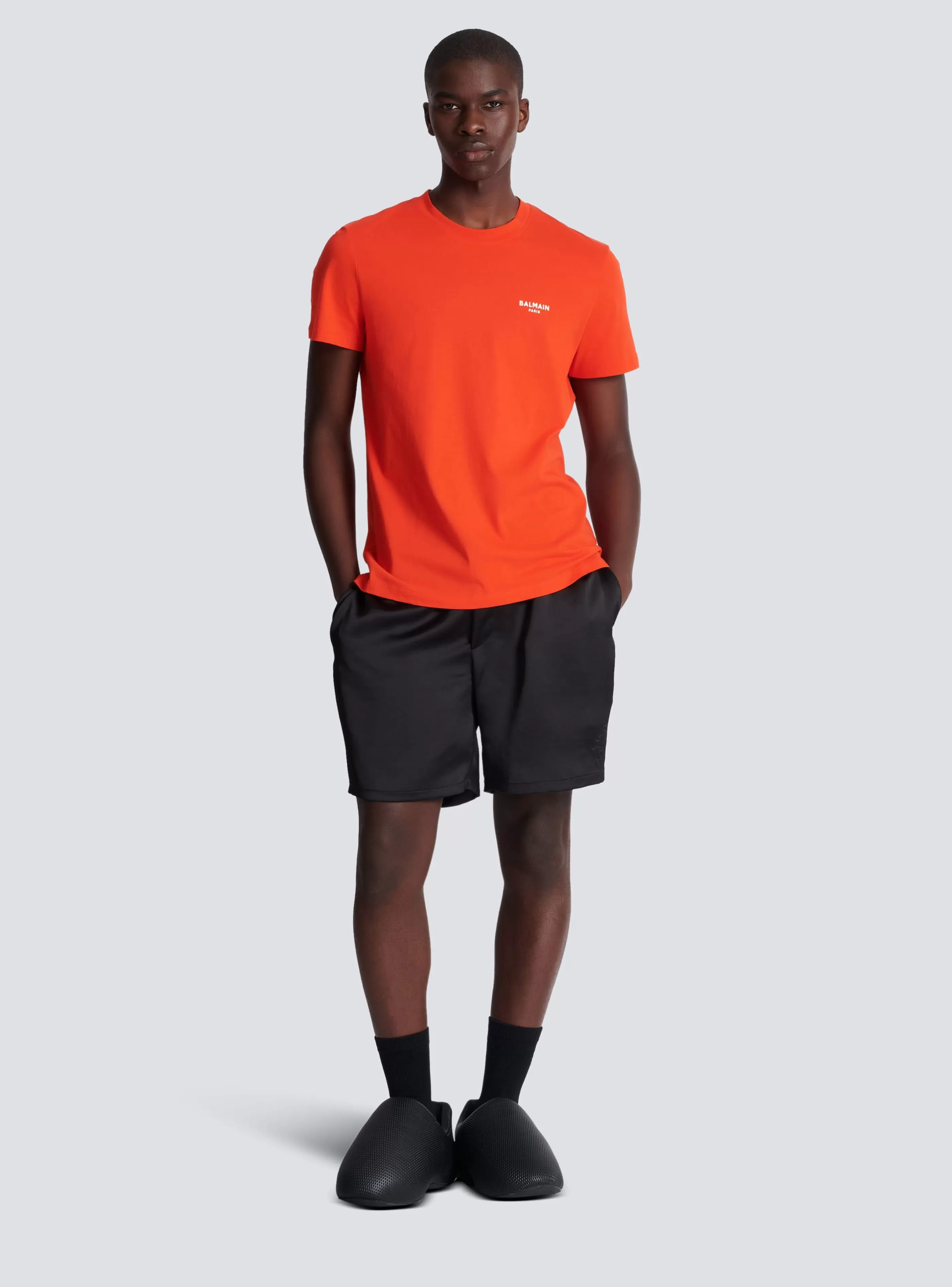 Balmain Abbigliamento Sportivo | T-Shirts-Flocked T-shirt orange