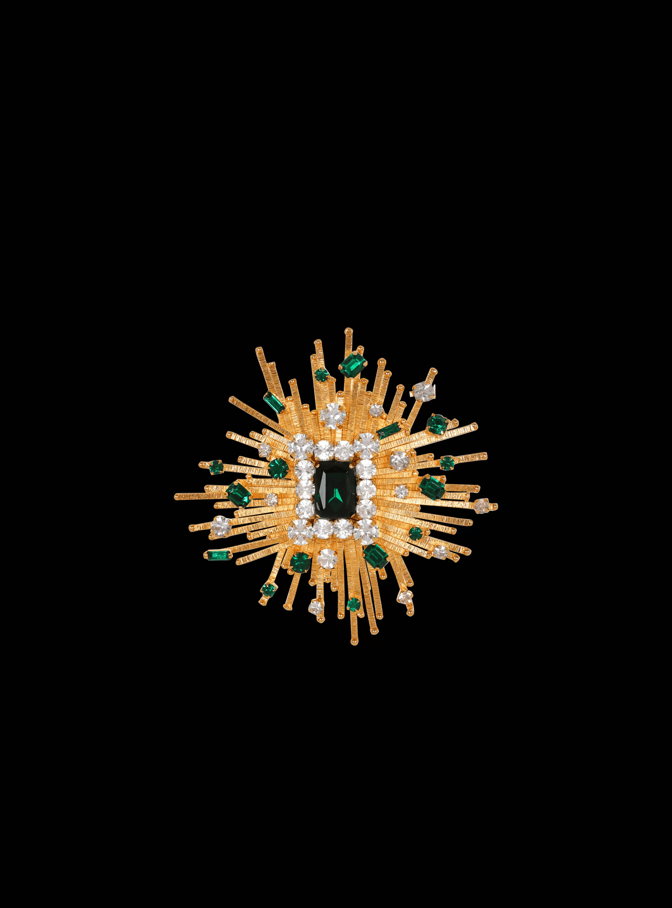 Balmain Gioielli Moda-Geometric Brass And Crystal Brooch gold