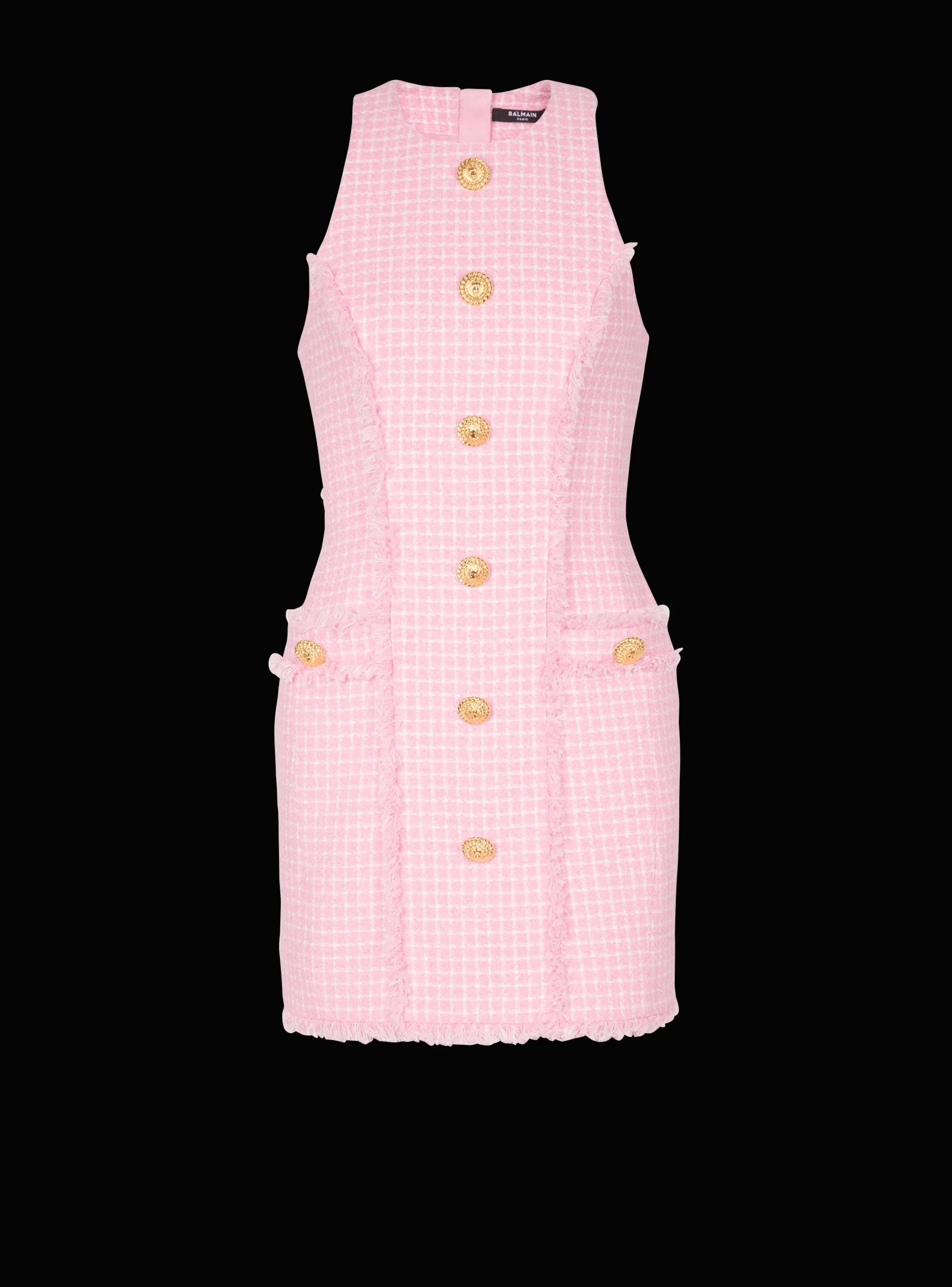 Balmain Abiti-Gingham Tweed Dress pink