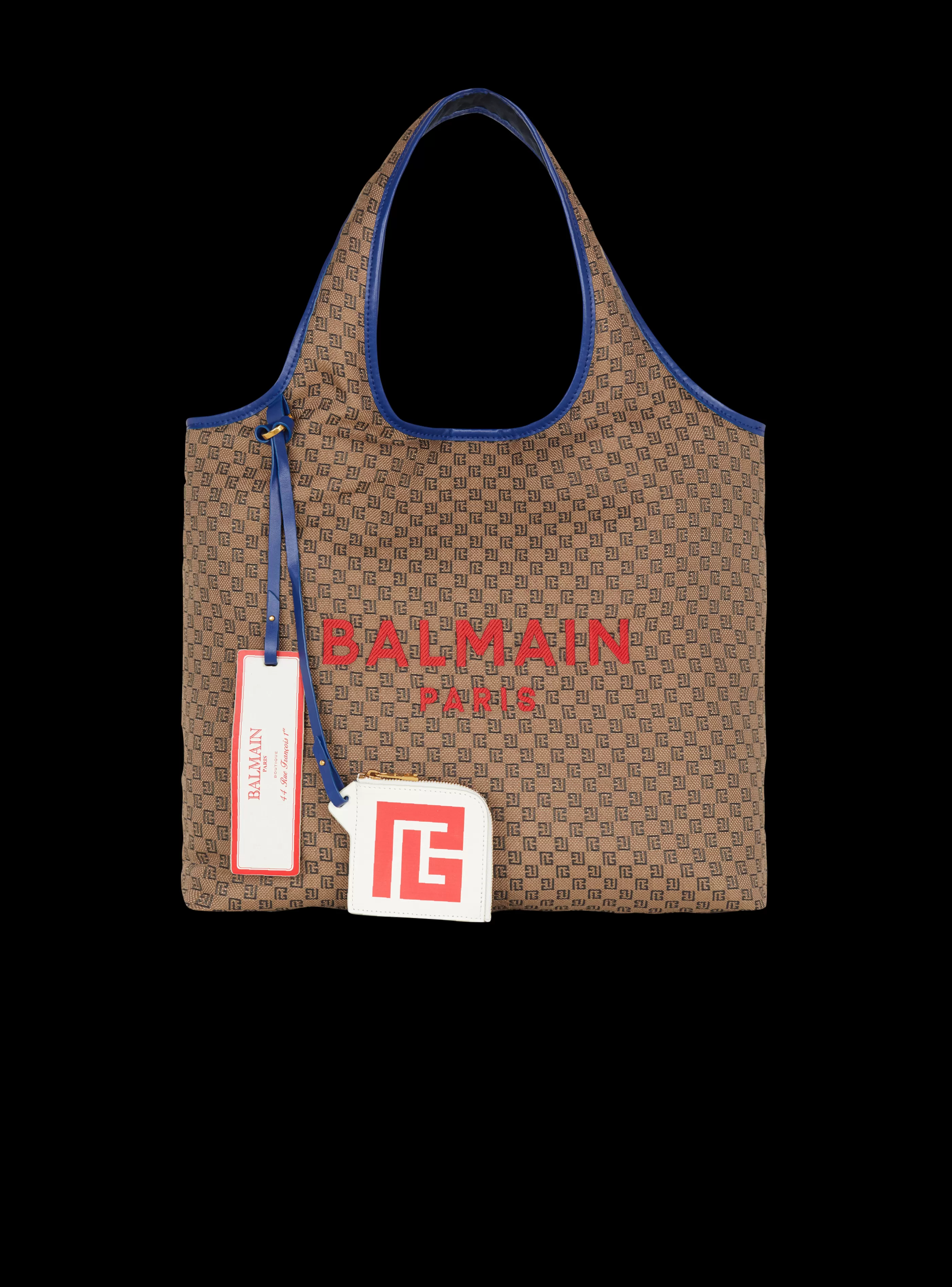 Balmain Borse A Mano | Borse B-Army-Grocery Bag In Monogram Canvas And Smooth Leather brown