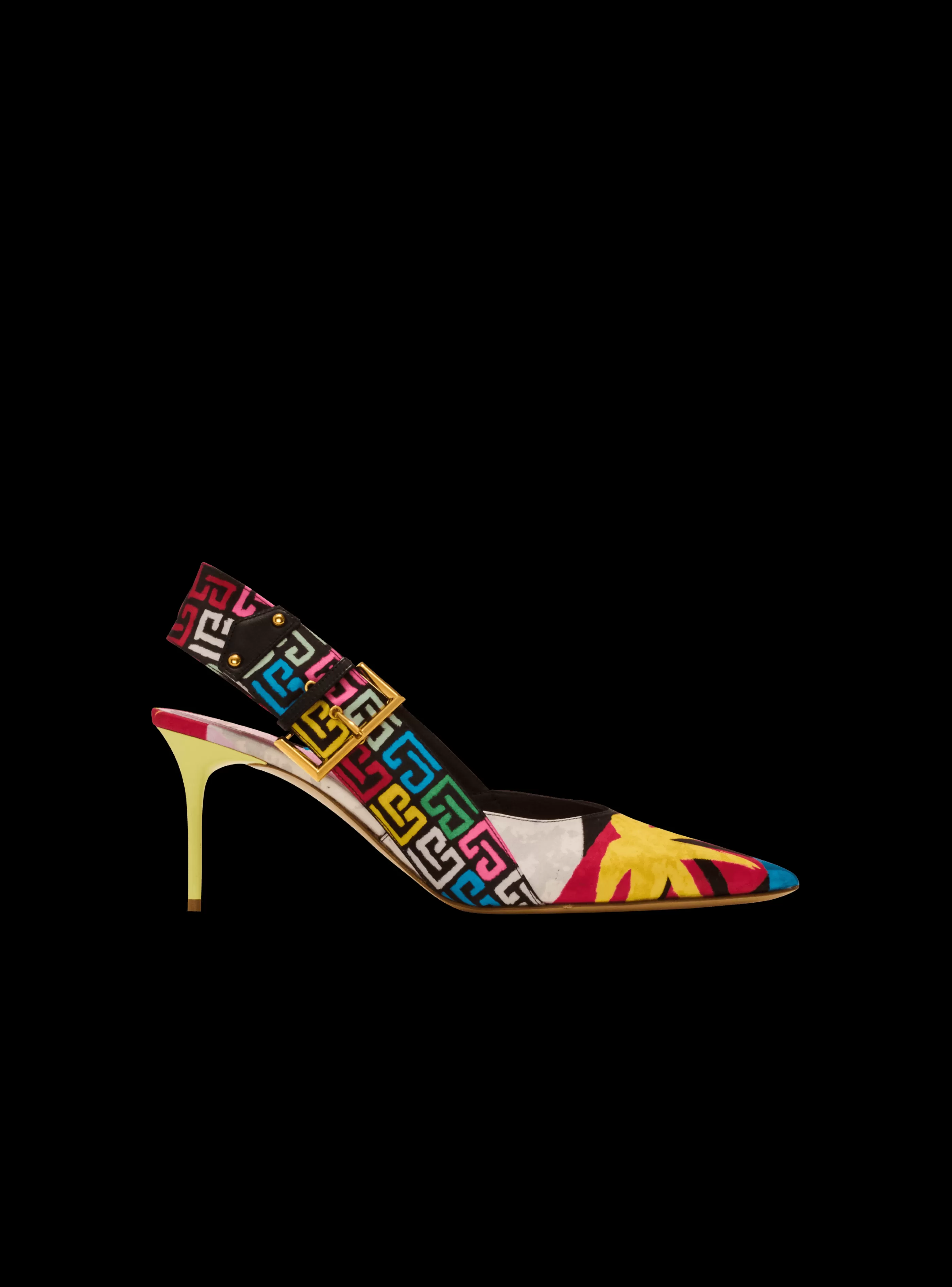 Balmain Stivali | Scarpe Col Tacco Alto-Heeled Ruby Slingbacks In Printed Satin multicolor