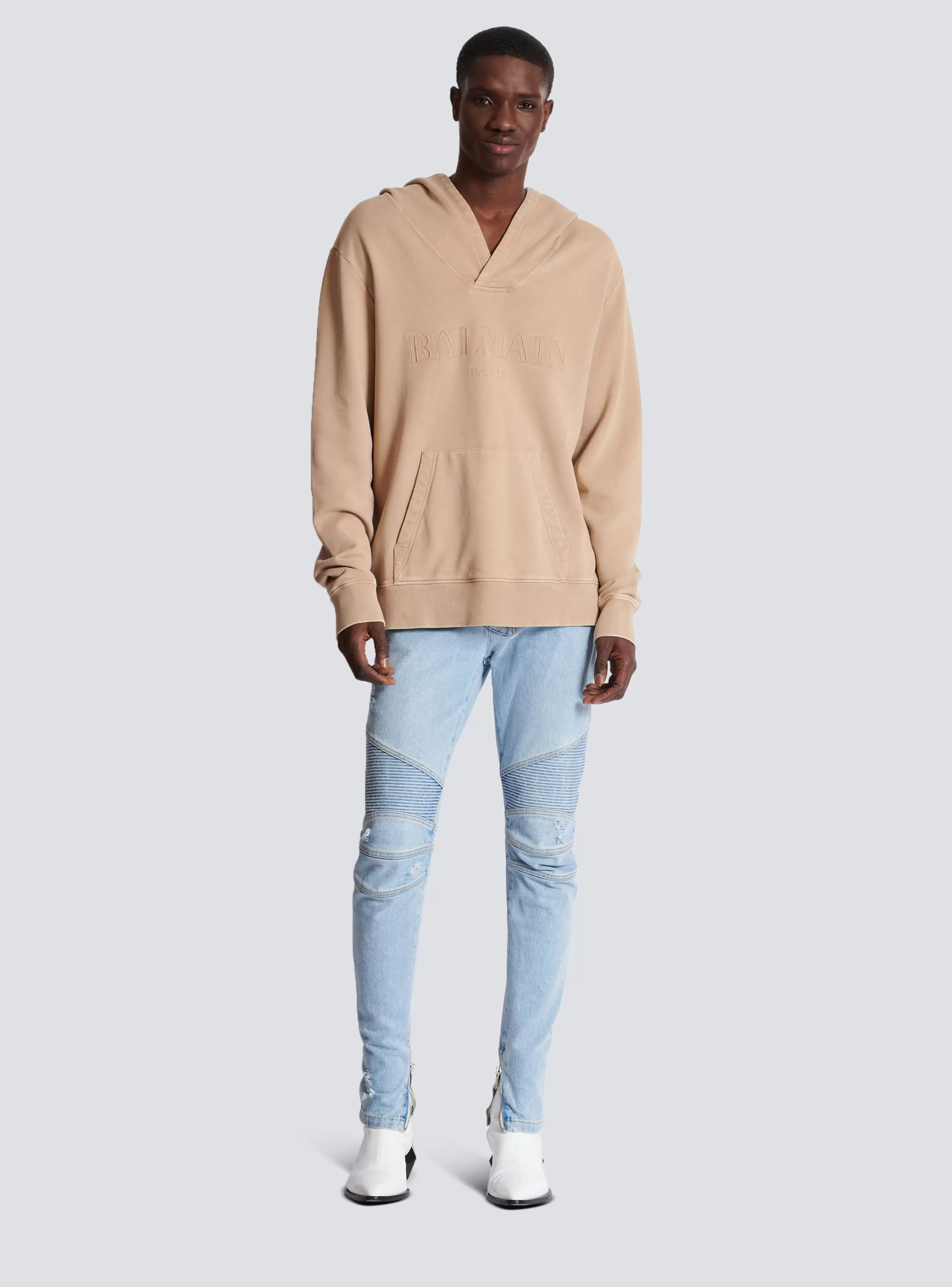 Balmain Abbigliamento Sportivo | Felpe-Hoodie With Vintage Embroidery beige