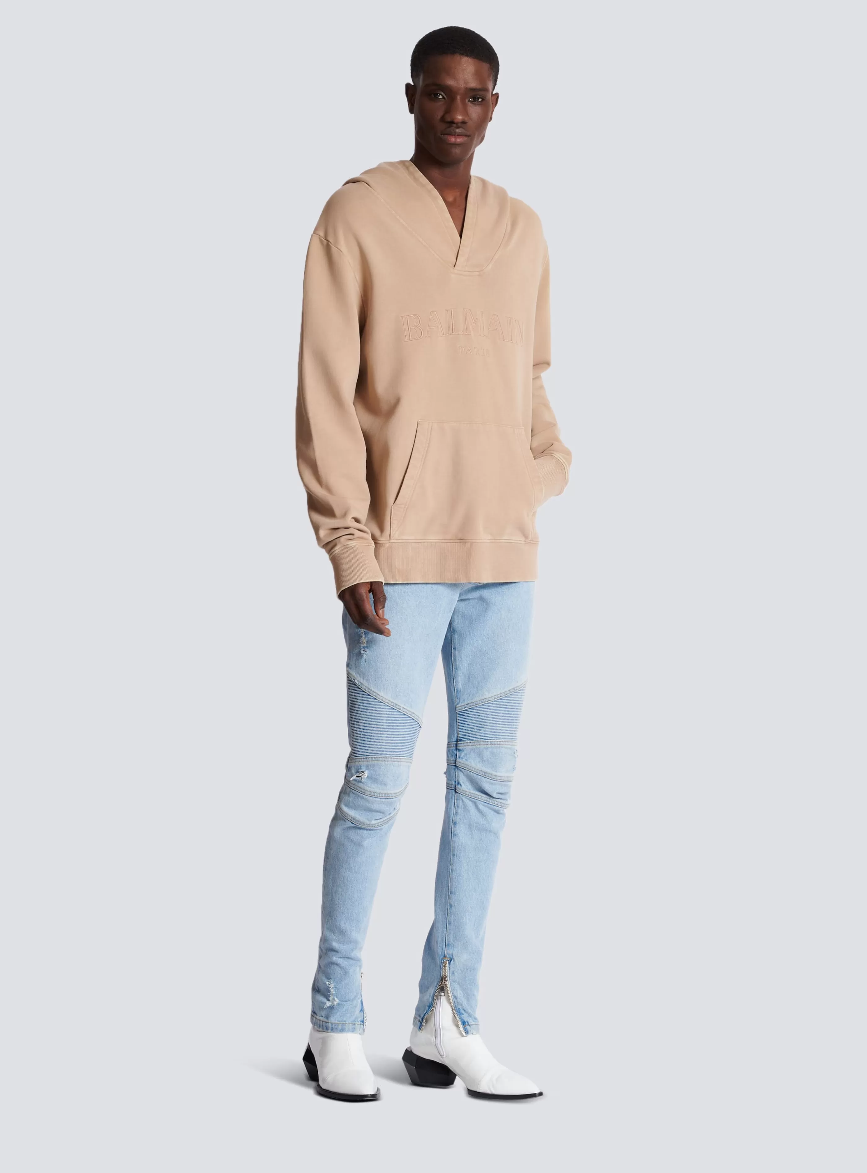 Balmain Abbigliamento Sportivo | Felpe-Hoodie With Vintage Embroidery beige