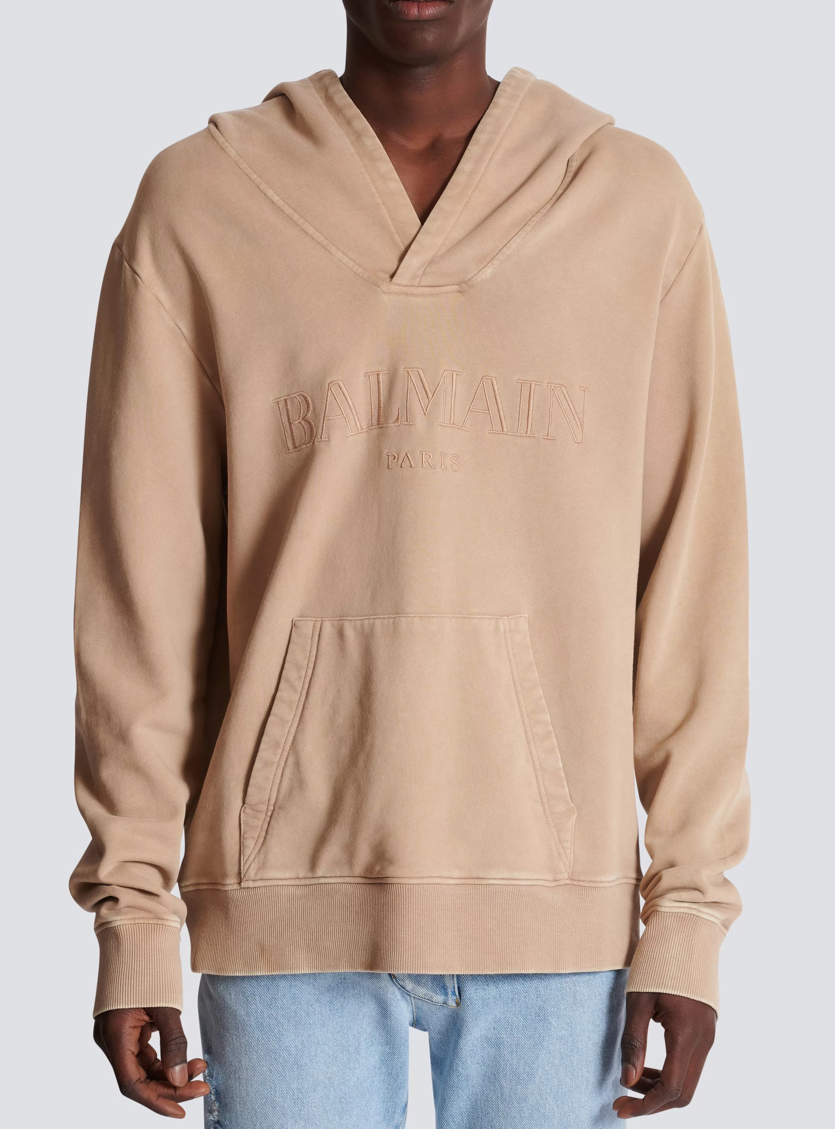 Balmain Abbigliamento Sportivo | Felpe-Hoodie With Vintage Embroidery beige