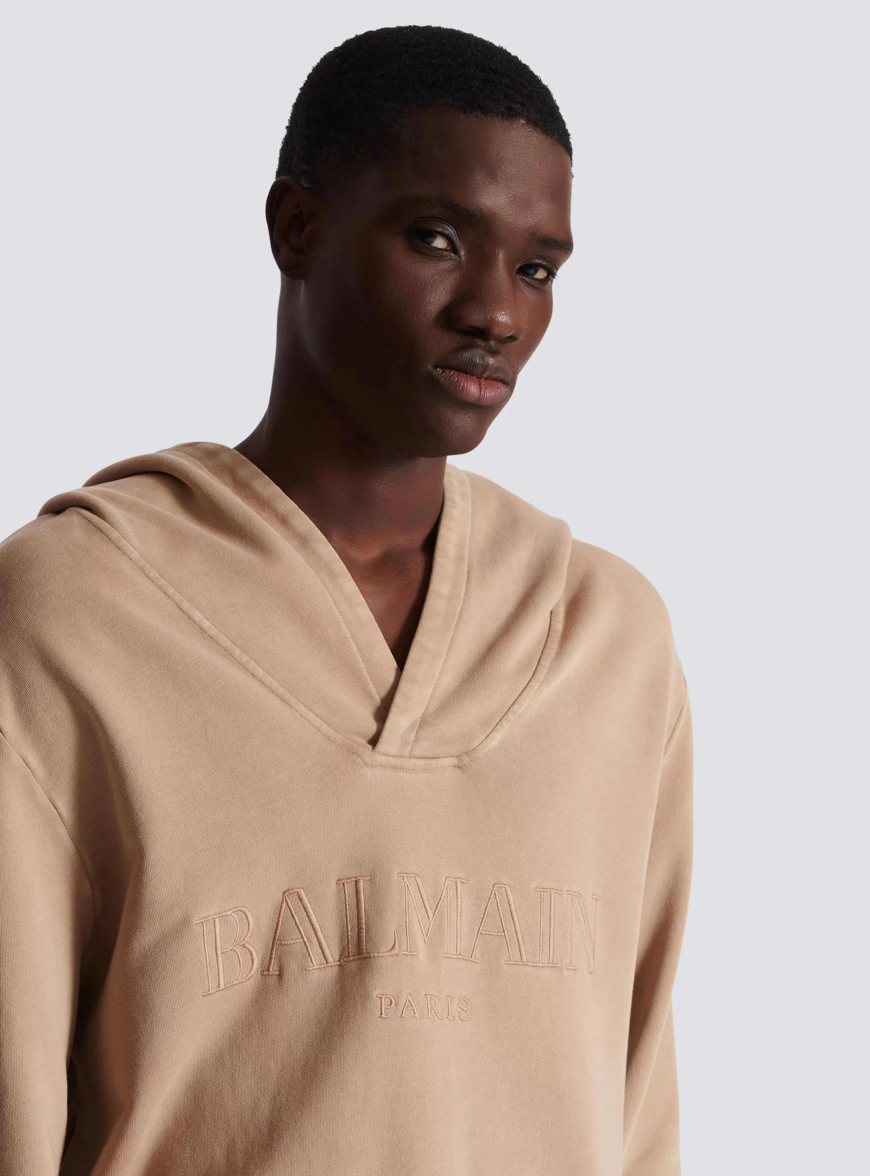 Balmain Abbigliamento Sportivo | Felpe-Hoodie With Vintage Embroidery beige