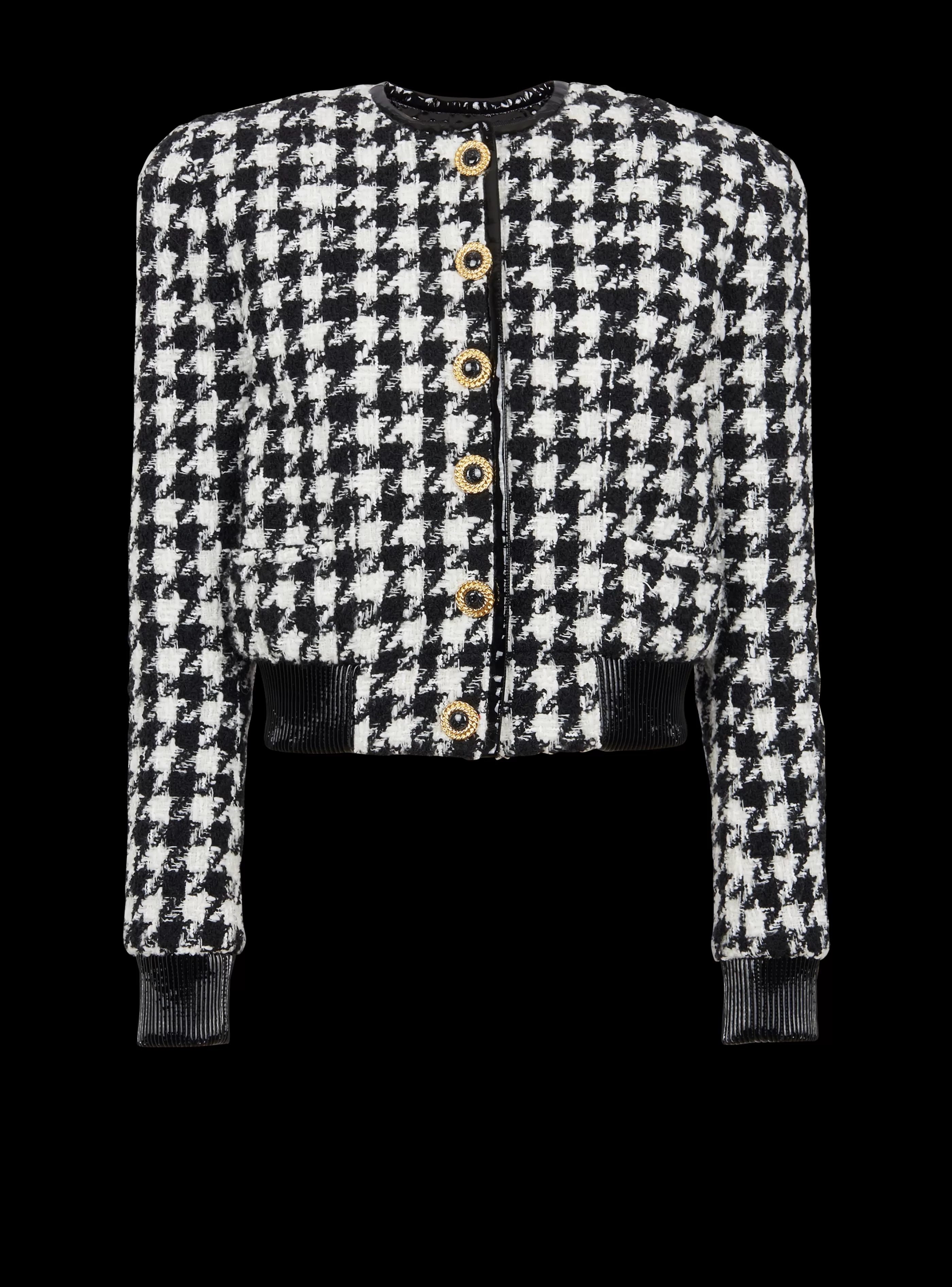 Balmain Capispalla-Houndstooth Tweed Jacket black