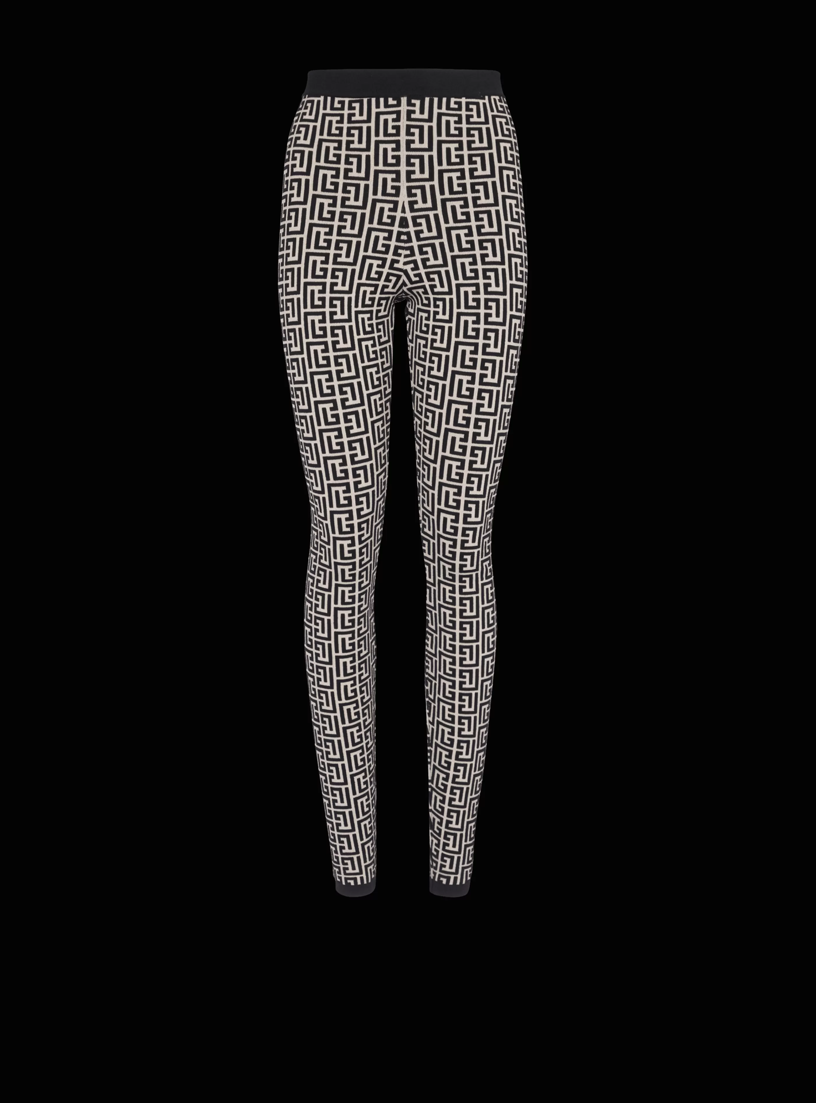 Balmain Pantaloni E Pantaloncini | Maglieria-Knit Leggings With Monogram black