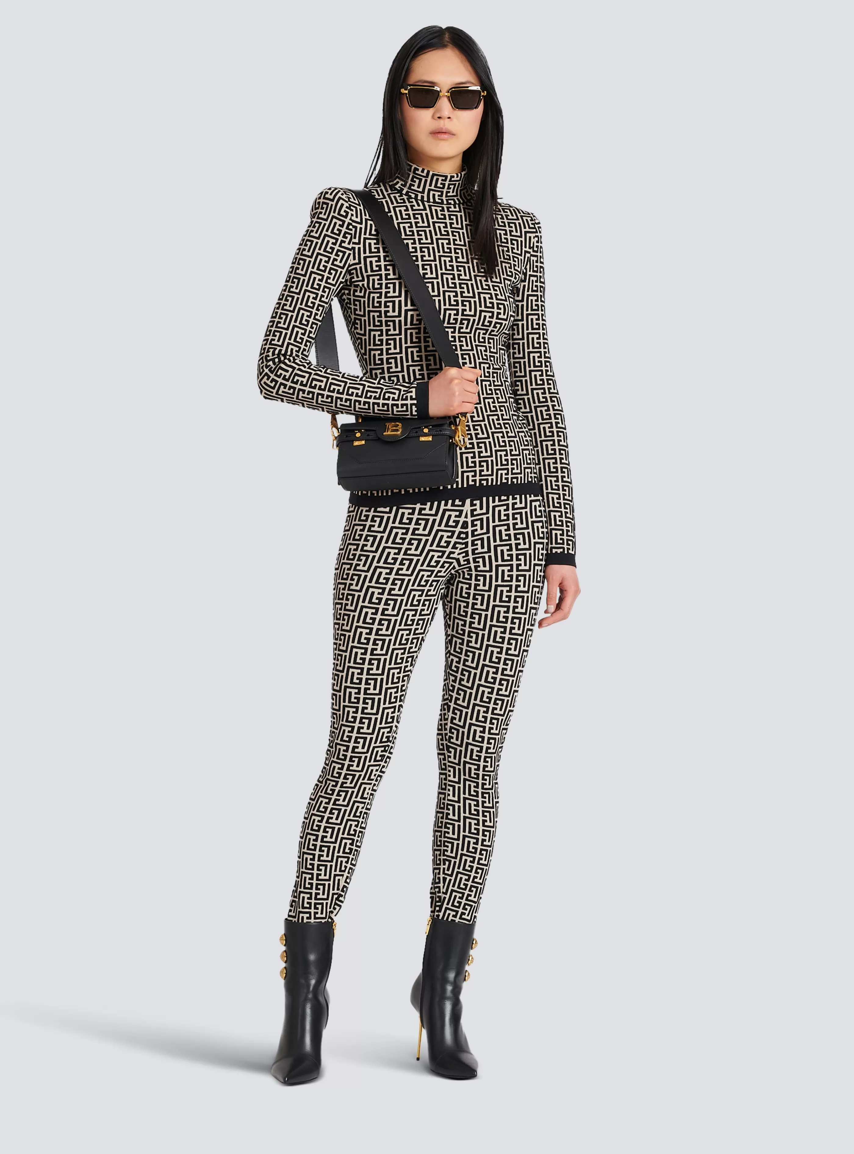 Balmain Pantaloni E Pantaloncini | Maglieria-Knit Leggings With Monogram black