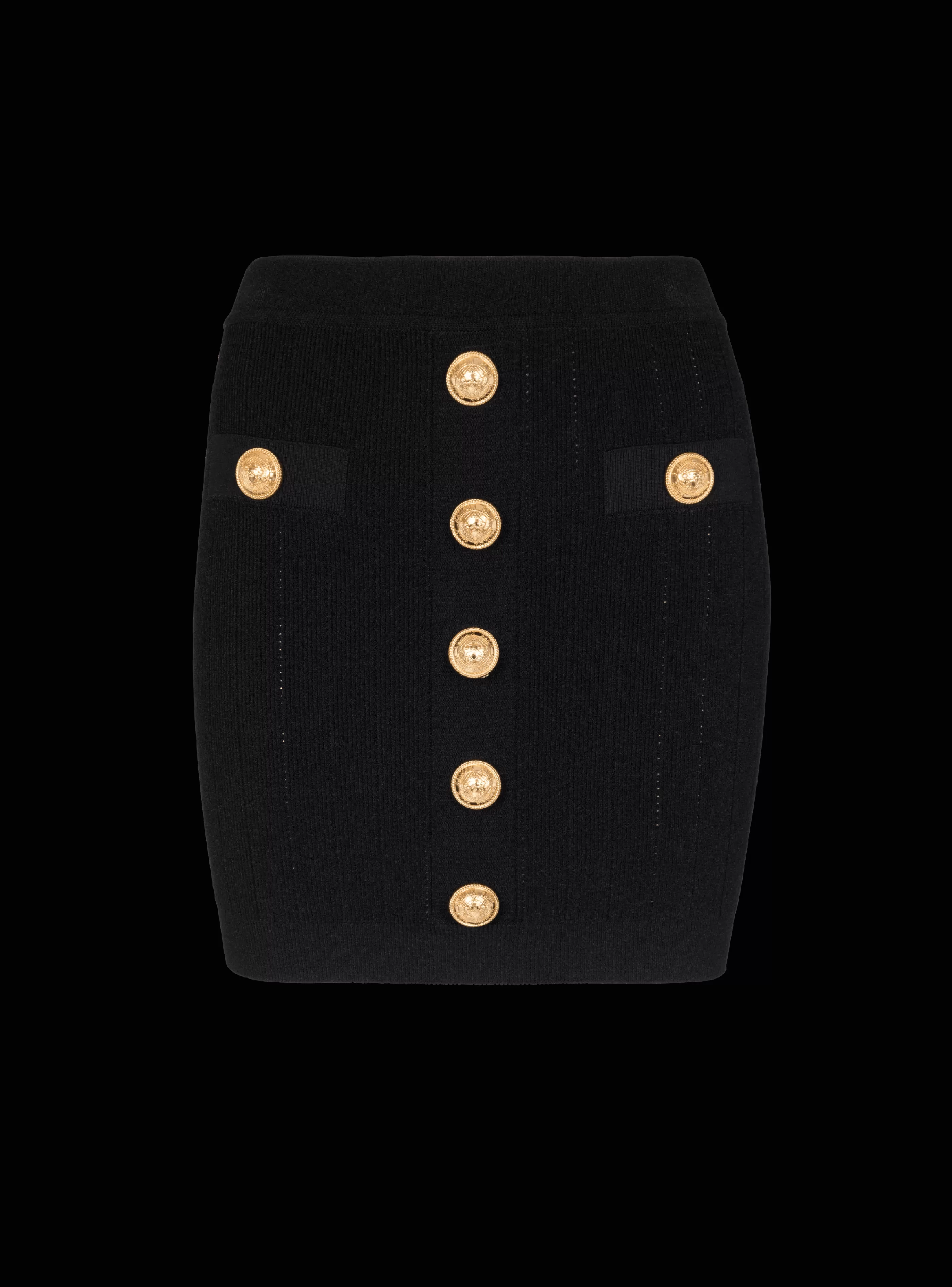 Balmain Gonne | Maglieria-Knit Skirt With Buttons black