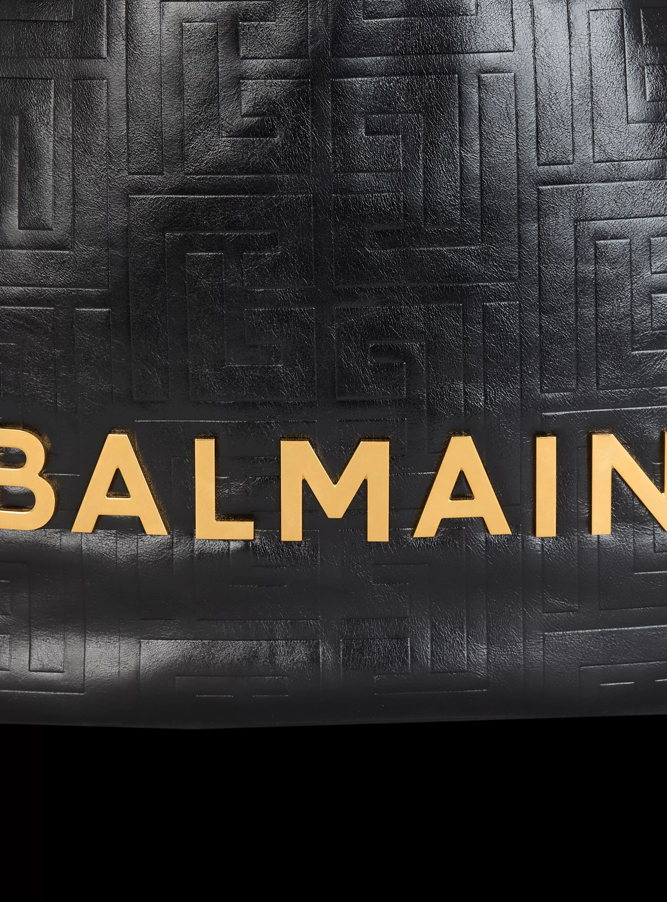 Balmain Borse A Spalla | Borse 1945-Large 1945 Soft Hobo Bag In Embossed Crinkled Calfskin With A PB Labyrinth Monogram black