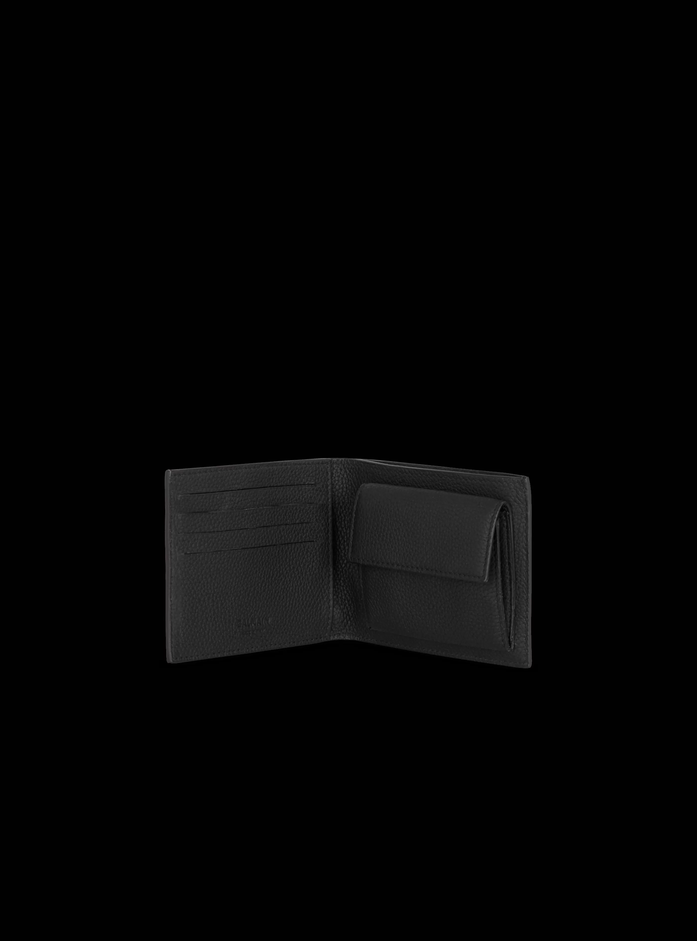 Balmain Piccola Pelletteria-Leather Flap Wallet black