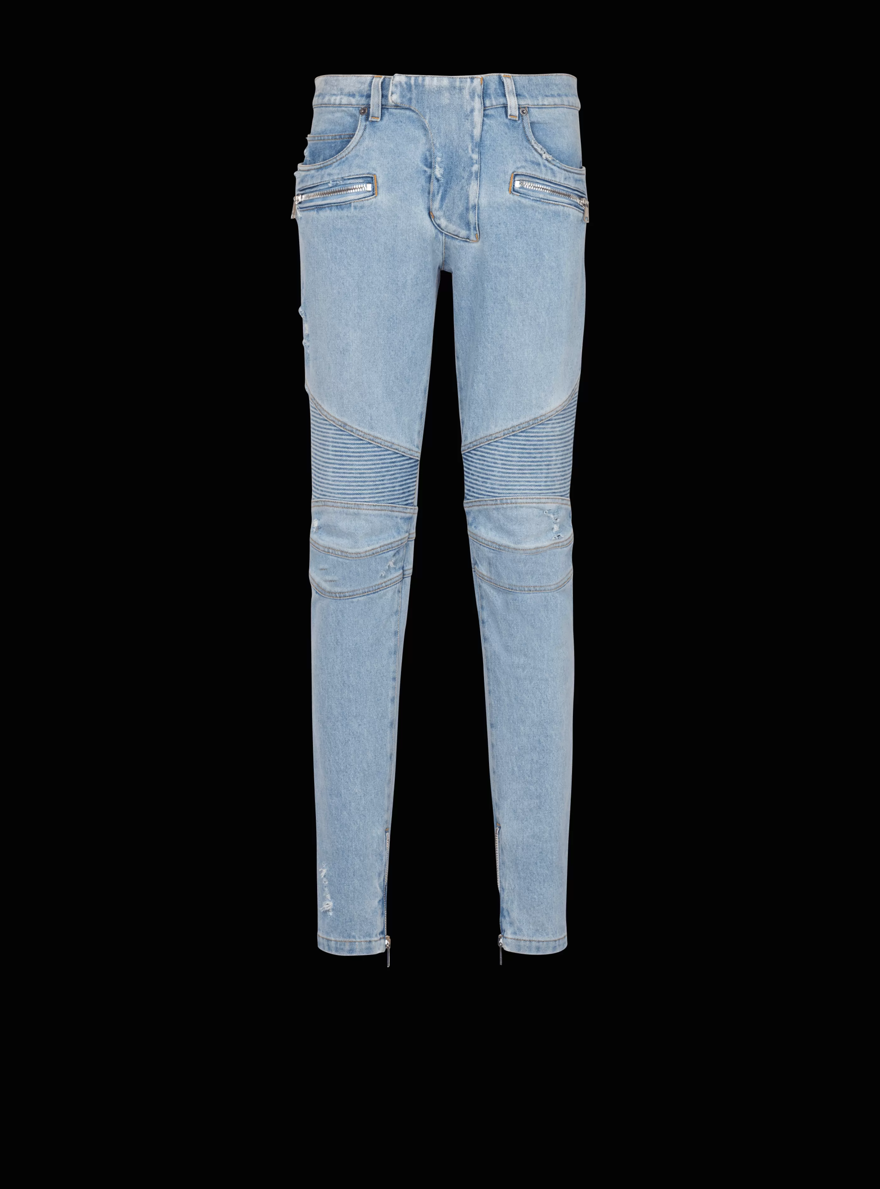 Balmain Denim-Light Denim Biker Jeans blue