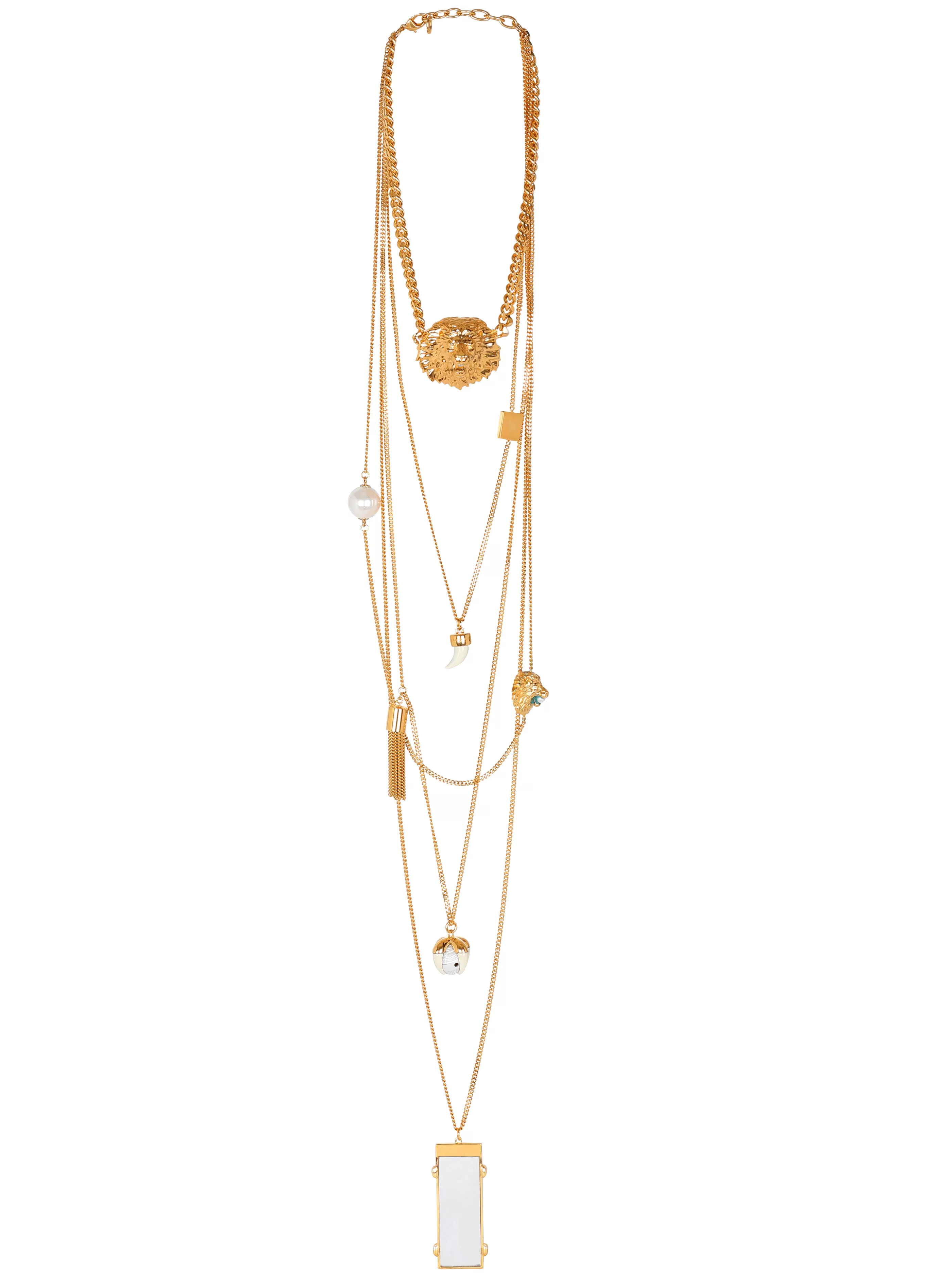 Balmain Gioielli Moda-Lion Long Necklace gold