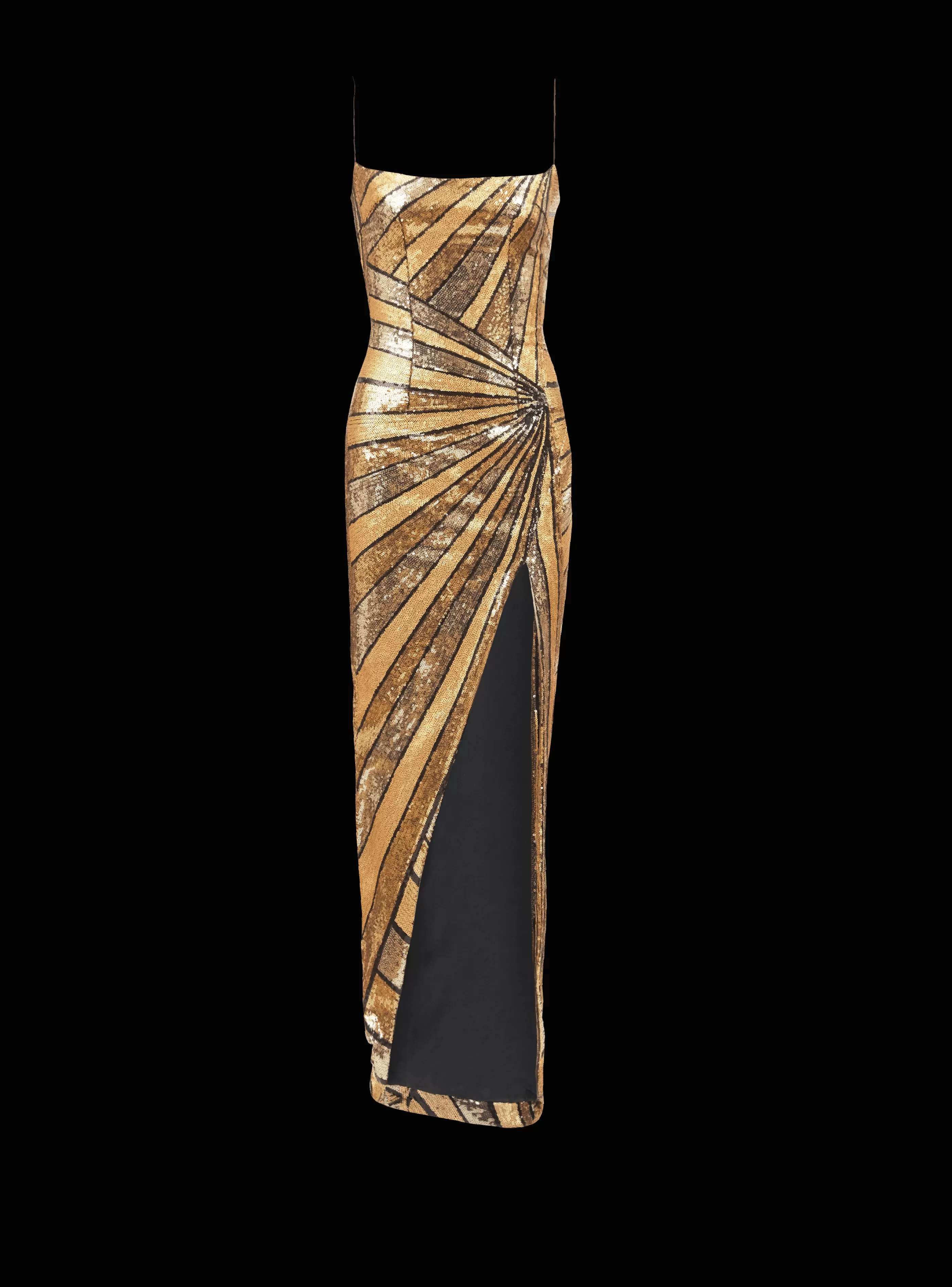 Balmain Abiti-Long Dress With Sequin Embroidery gold