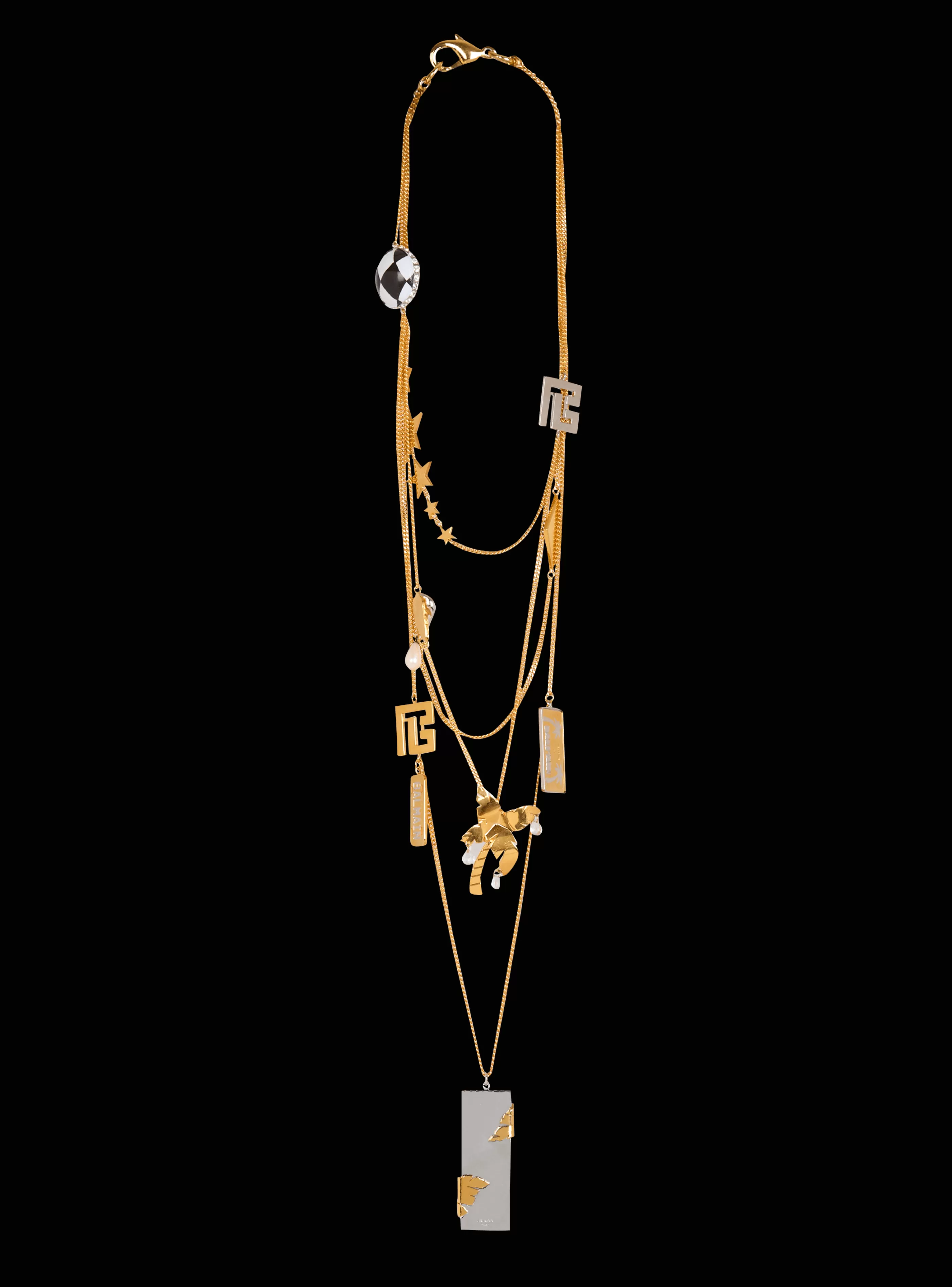 Balmain Gioielli Moda-Long Miami Pendant Necklace gold