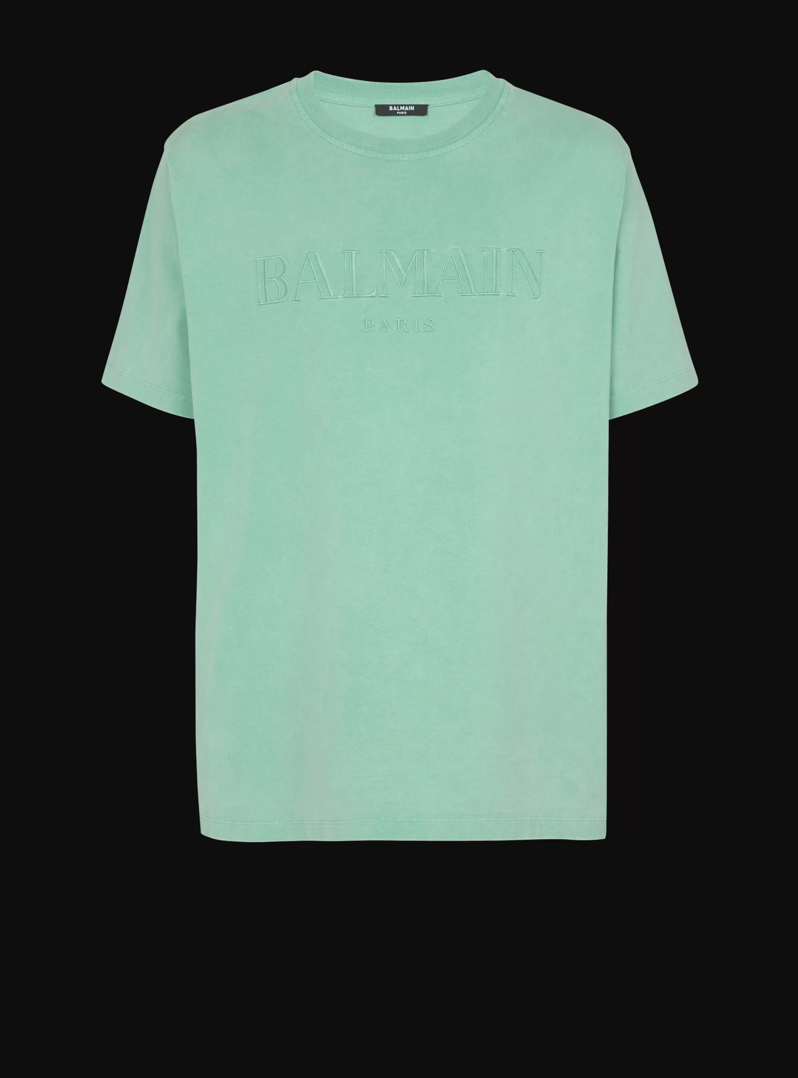 Balmain T-Shirts-Loose T-shirt With Vintage Embroidery green