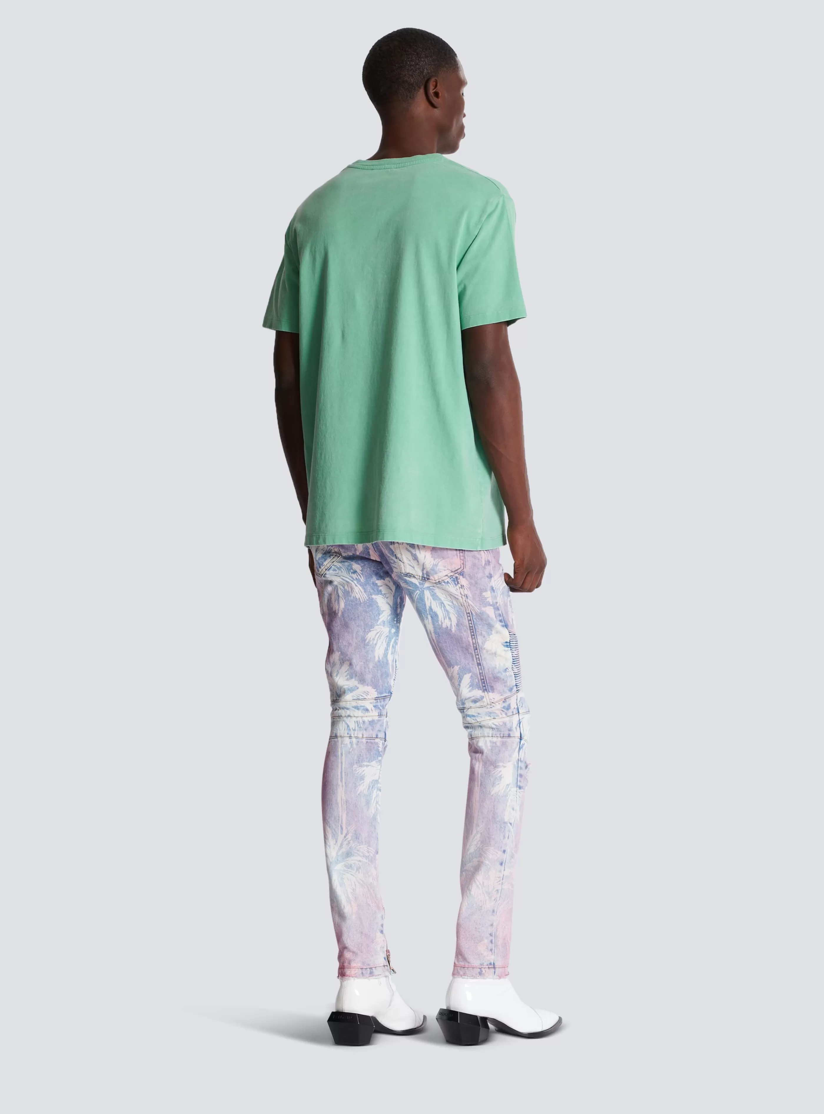 Balmain T-Shirts-Loose T-shirt With Vintage Embroidery green