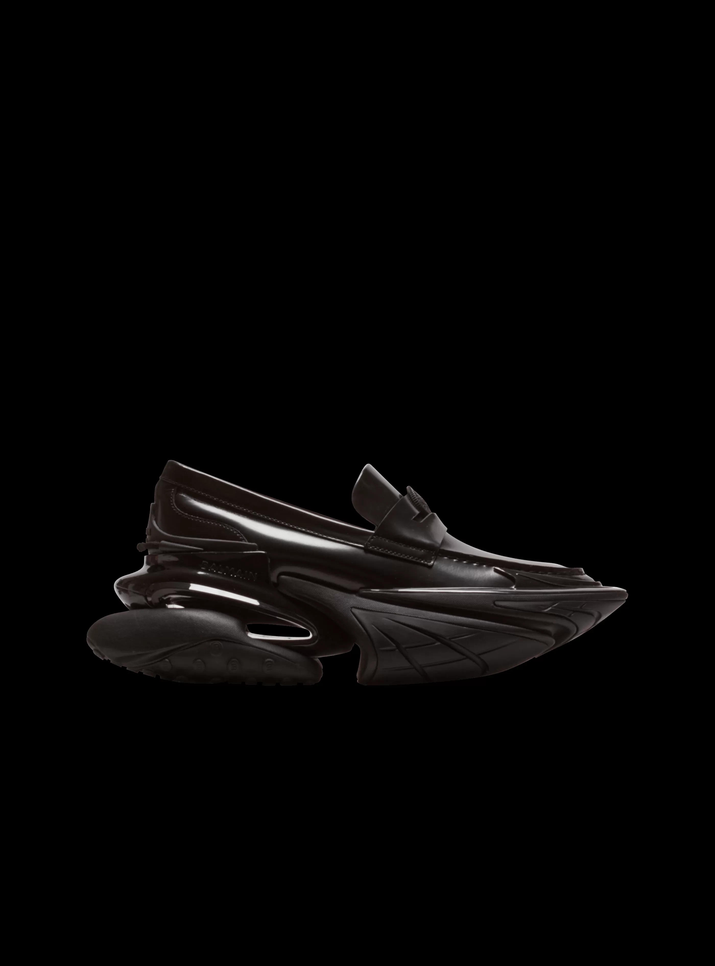 Balmain Unicorn-Main Lab Unicorn Glazed Leather Loafers black