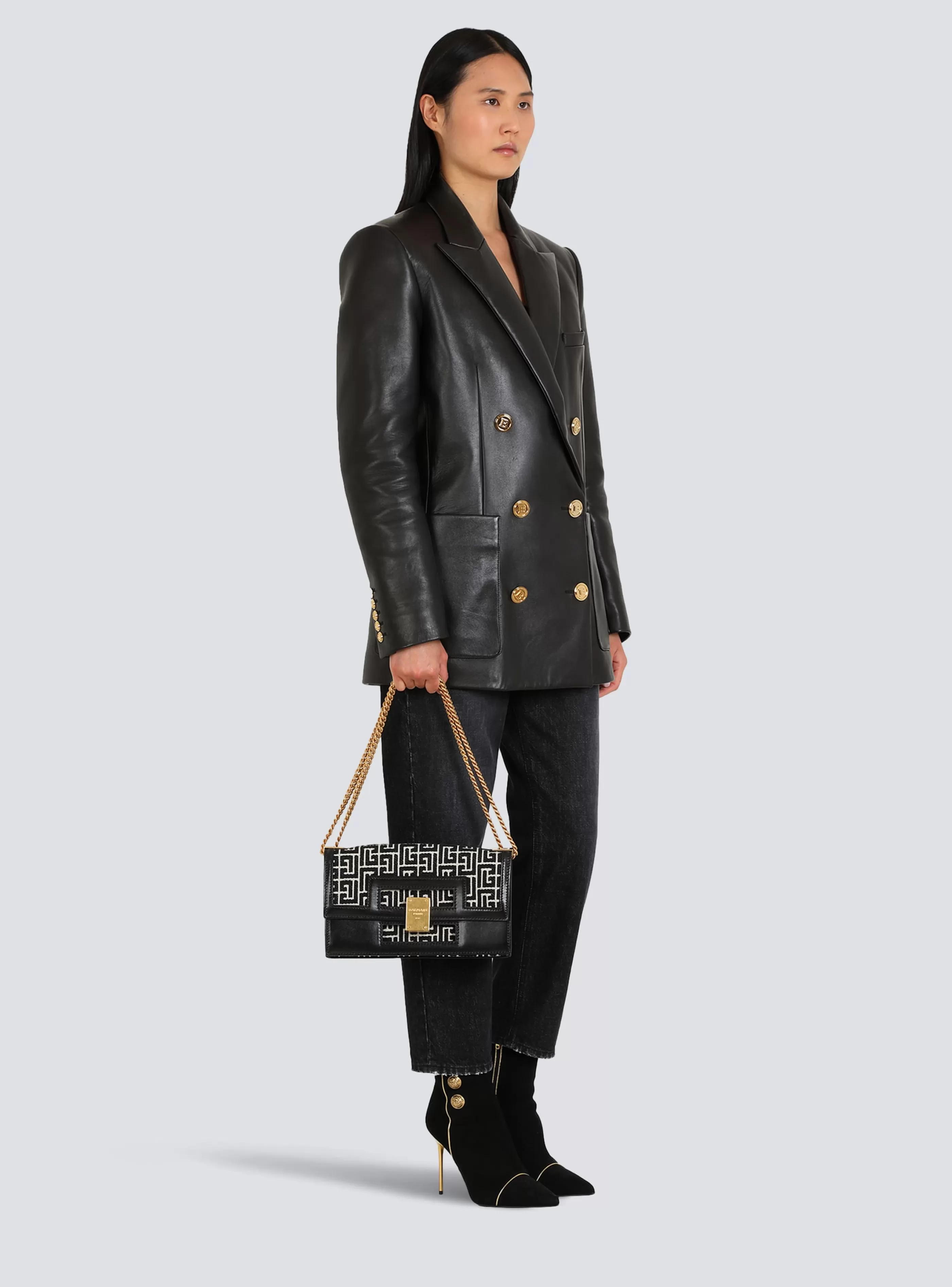 Balmain Borse A Tracolla | Borse 1945-Medium-sized Bicolor Jacquard 1945 Heritage Bag black