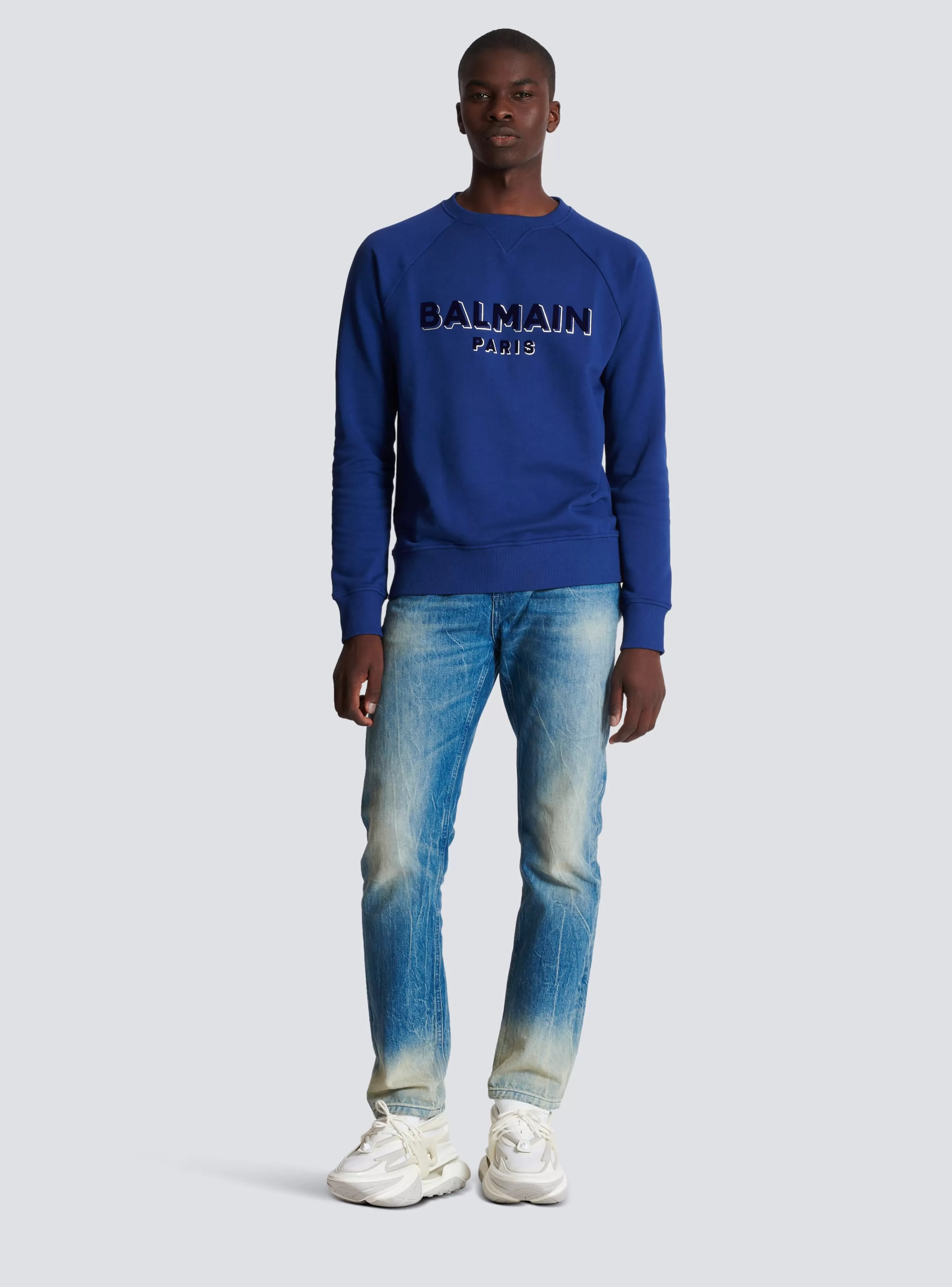 Balmain Abbigliamento Sportivo | Felpe-Metallic Flocked Sweatshirt navy