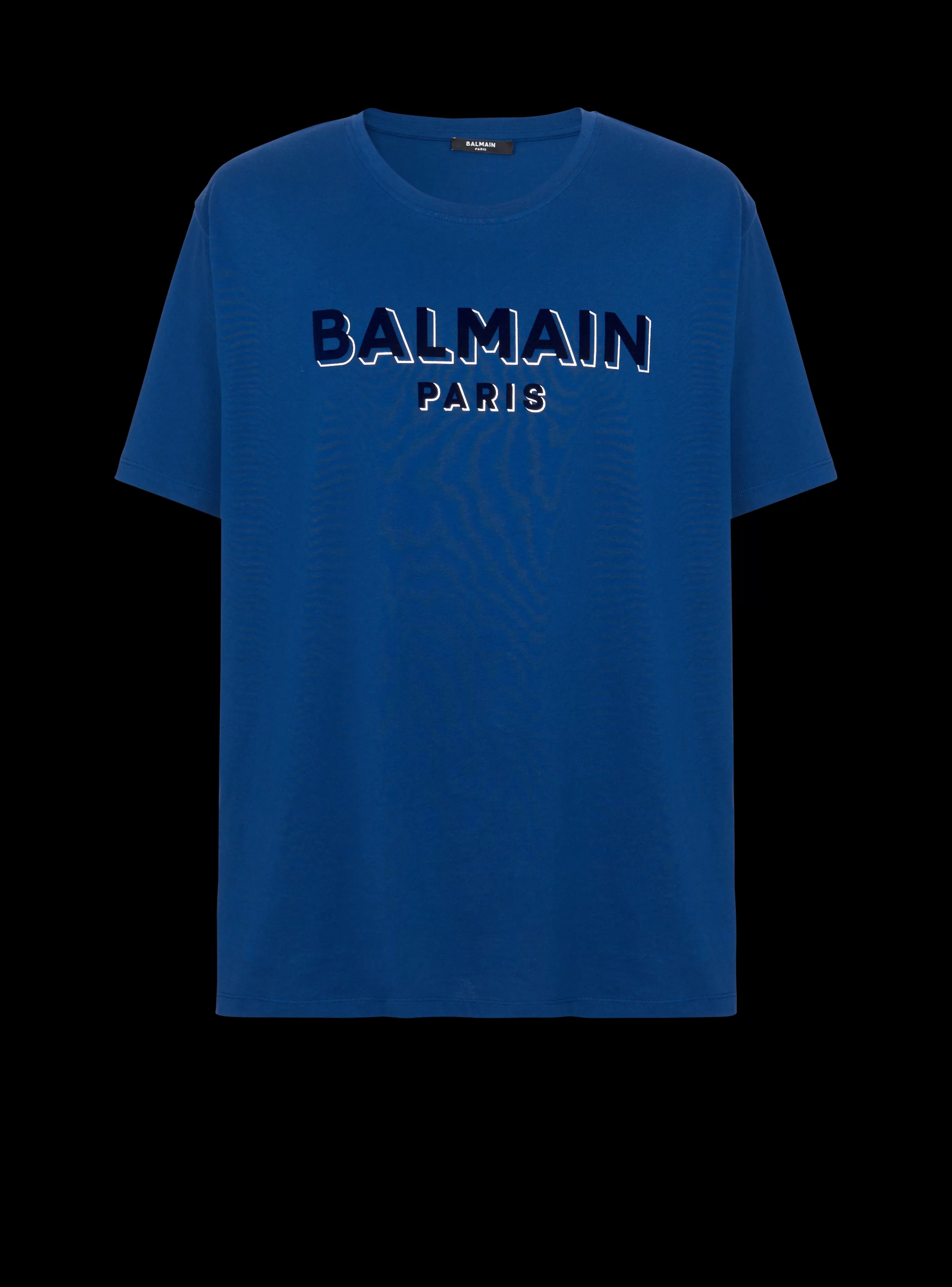 Balmain Abbigliamento Sportivo | T-Shirts-Metallic Flocked T-shirt navy