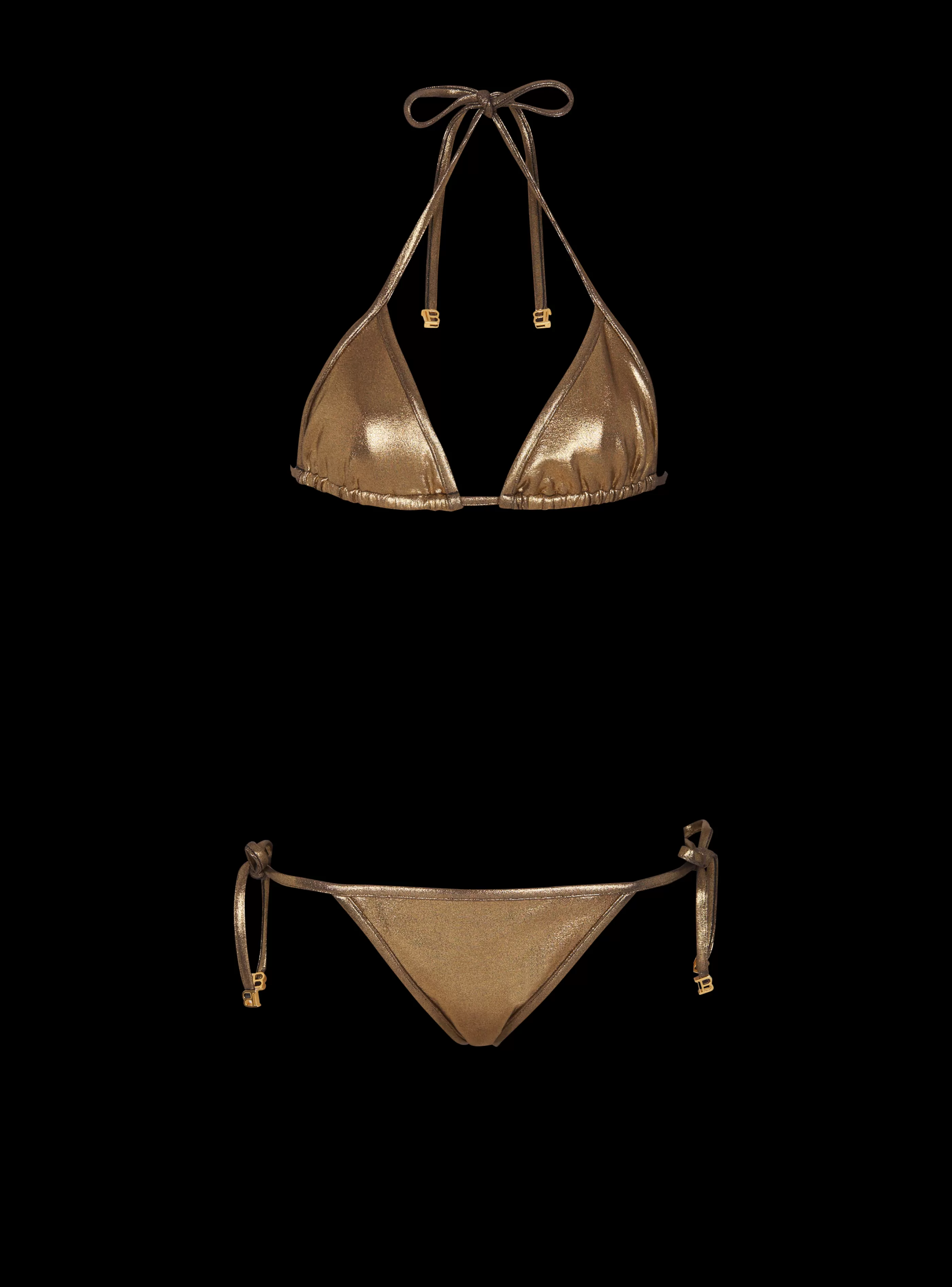 Balmain Costumi Da Bagno-Metallic Triangle Bikini gold