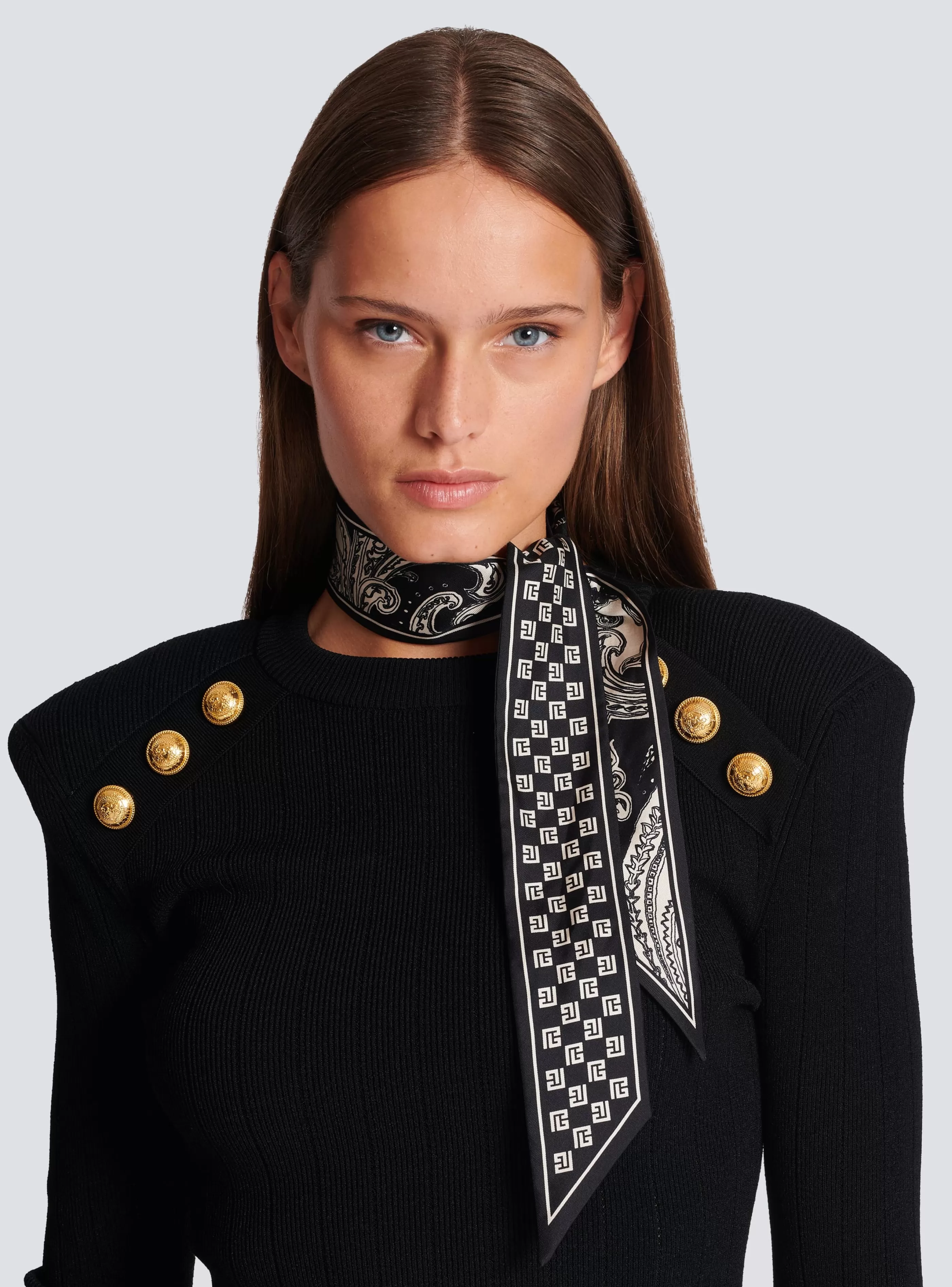 Balmain Sciarpe-Mini Monogram And Paisley Reversible Scarf black